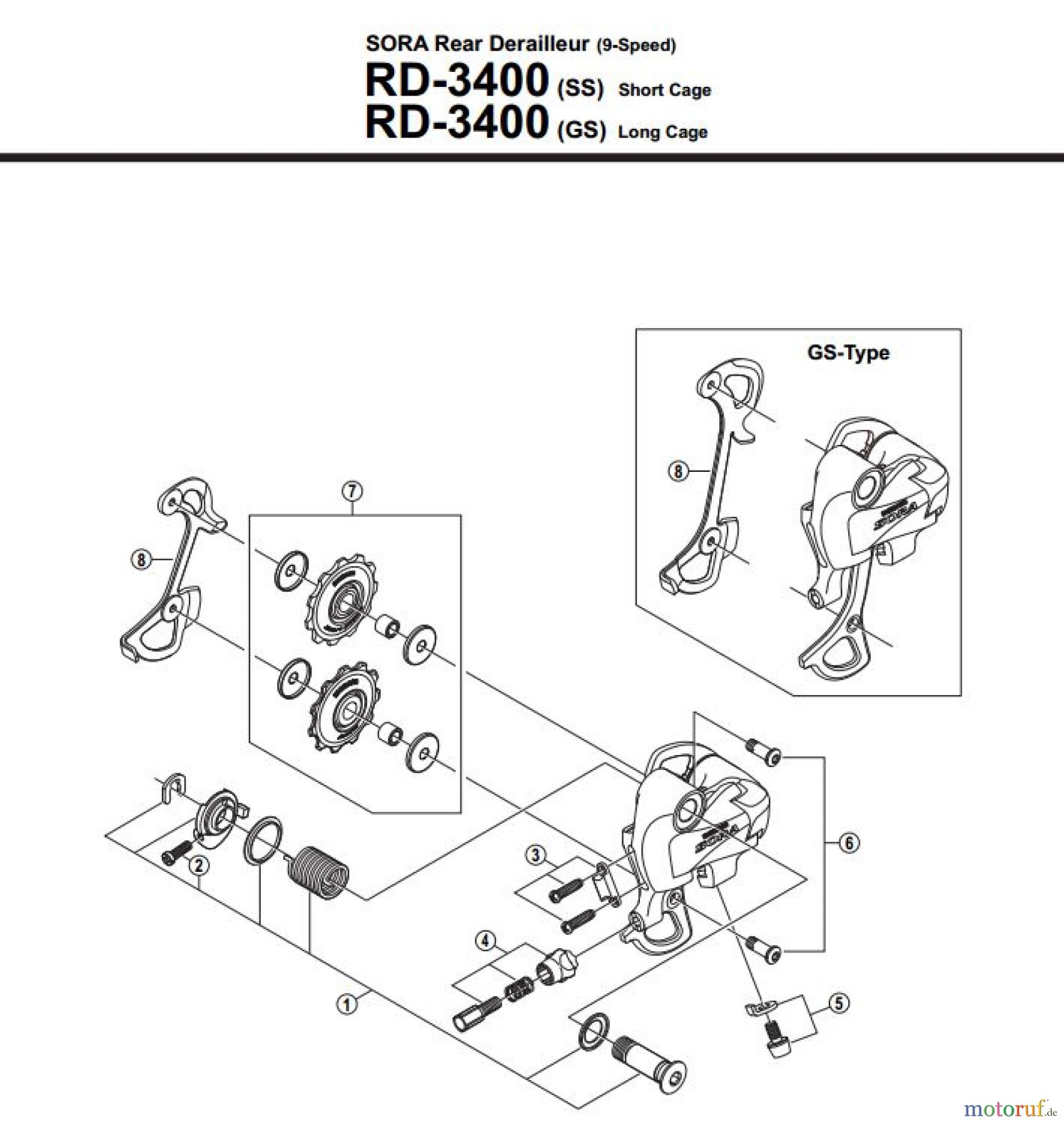  Shimano RD Rear Derailleur - Schaltwerk RD-3400-12754