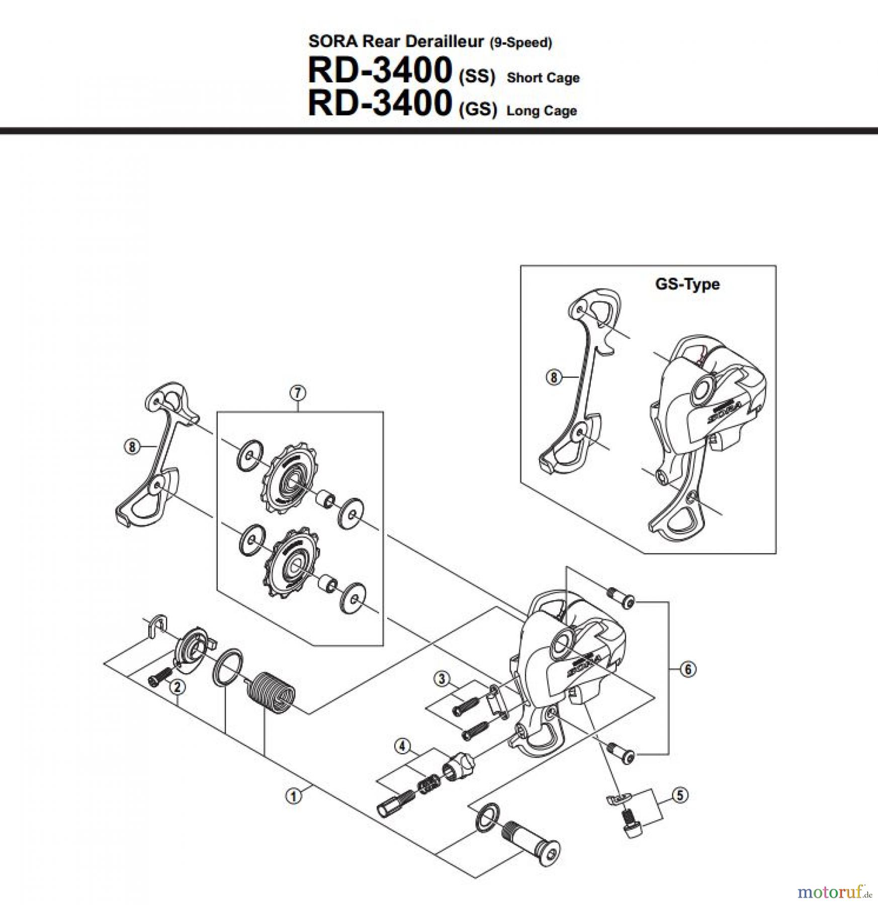  Shimano RD Rear Derailleur - Schaltwerk RD-3400