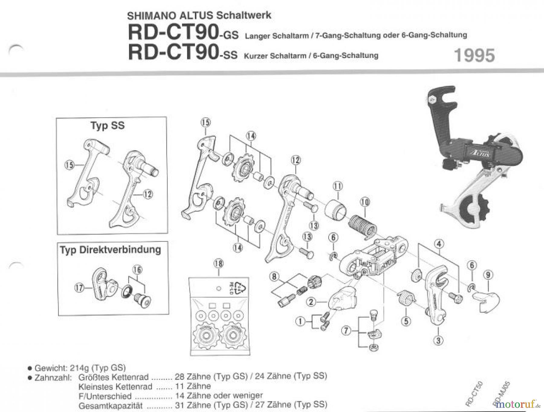  Shimano RD Rear Derailleur - Schaltwerk RD-CT90-95