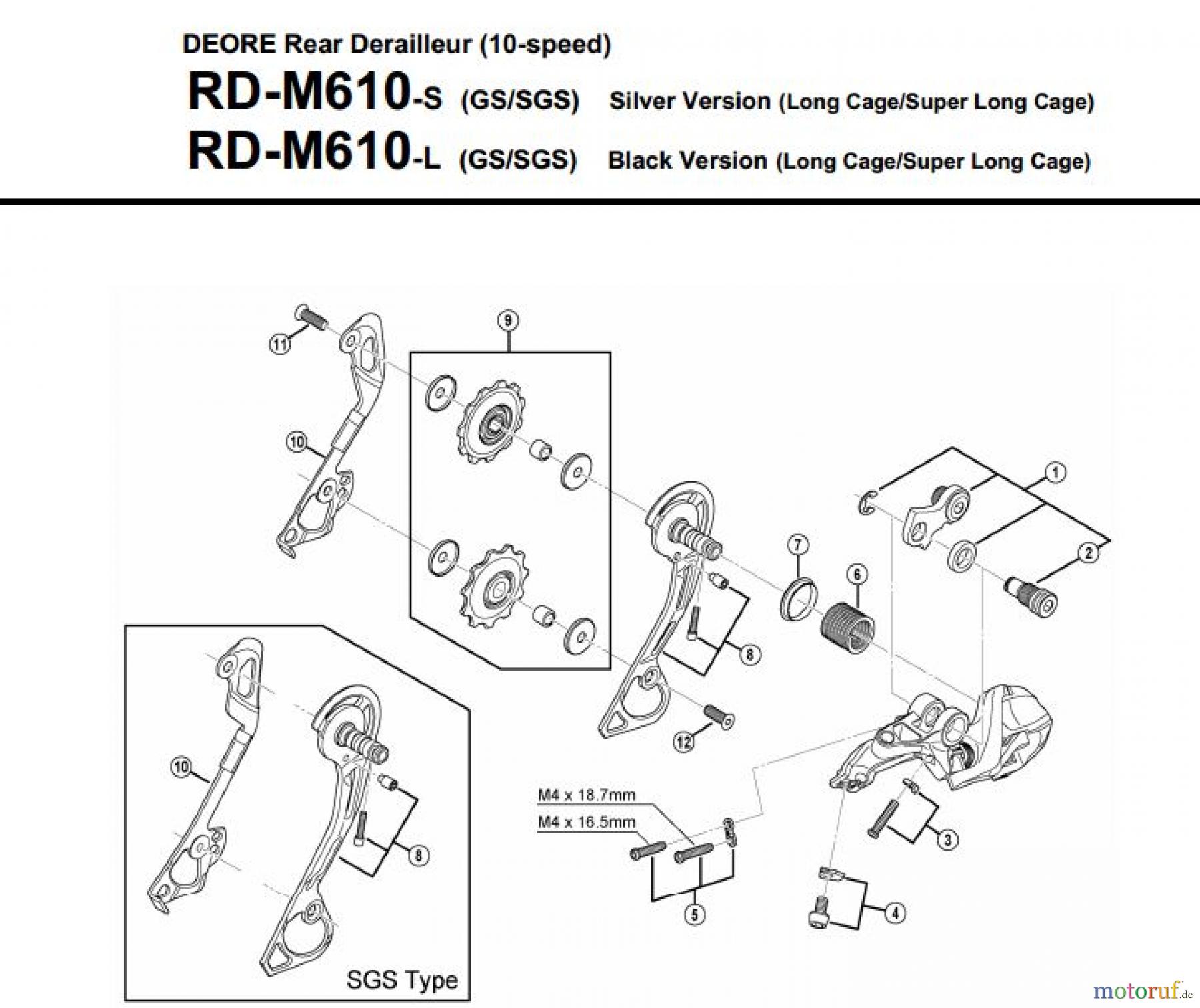  Shimano RD Rear Derailleur - Schaltwerk RD-M610-3519