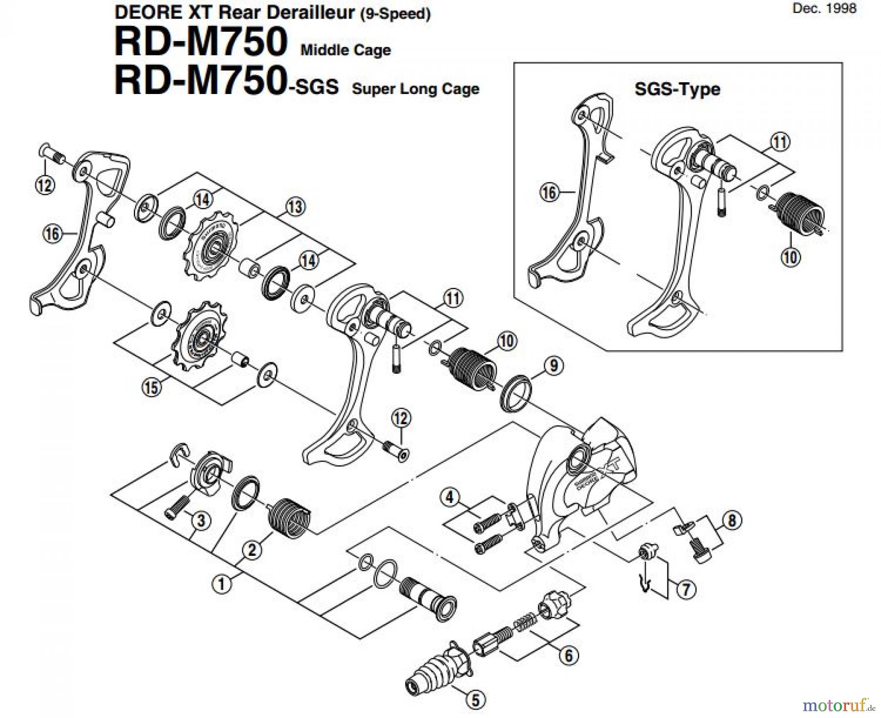  Shimano RD Rear Derailleur - Schaltwerk RD-M750-DEORE-XT