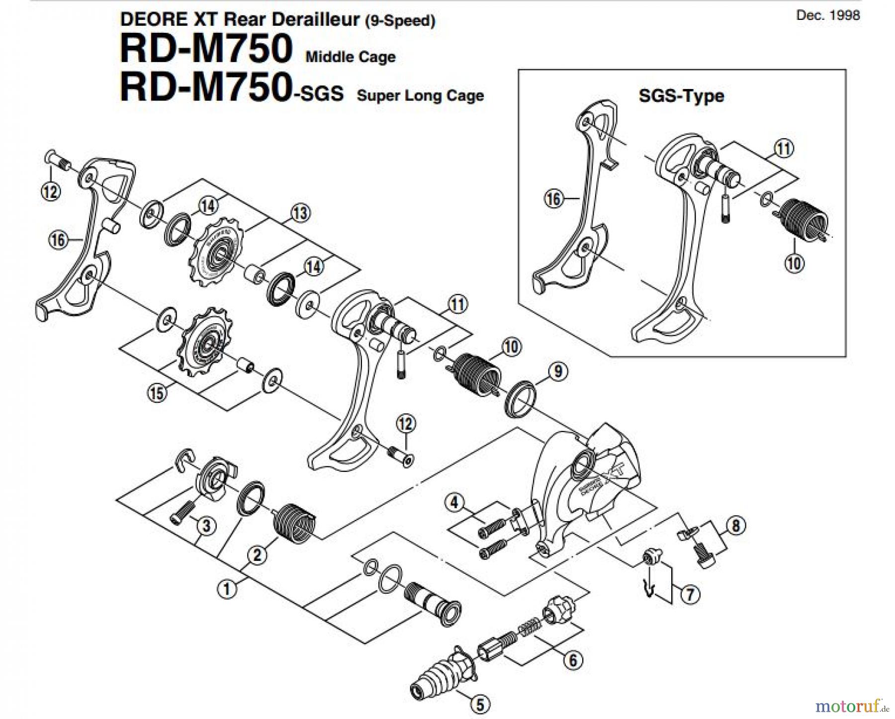  Shimano RD Rear Derailleur - Schaltwerk RD-M750-EV