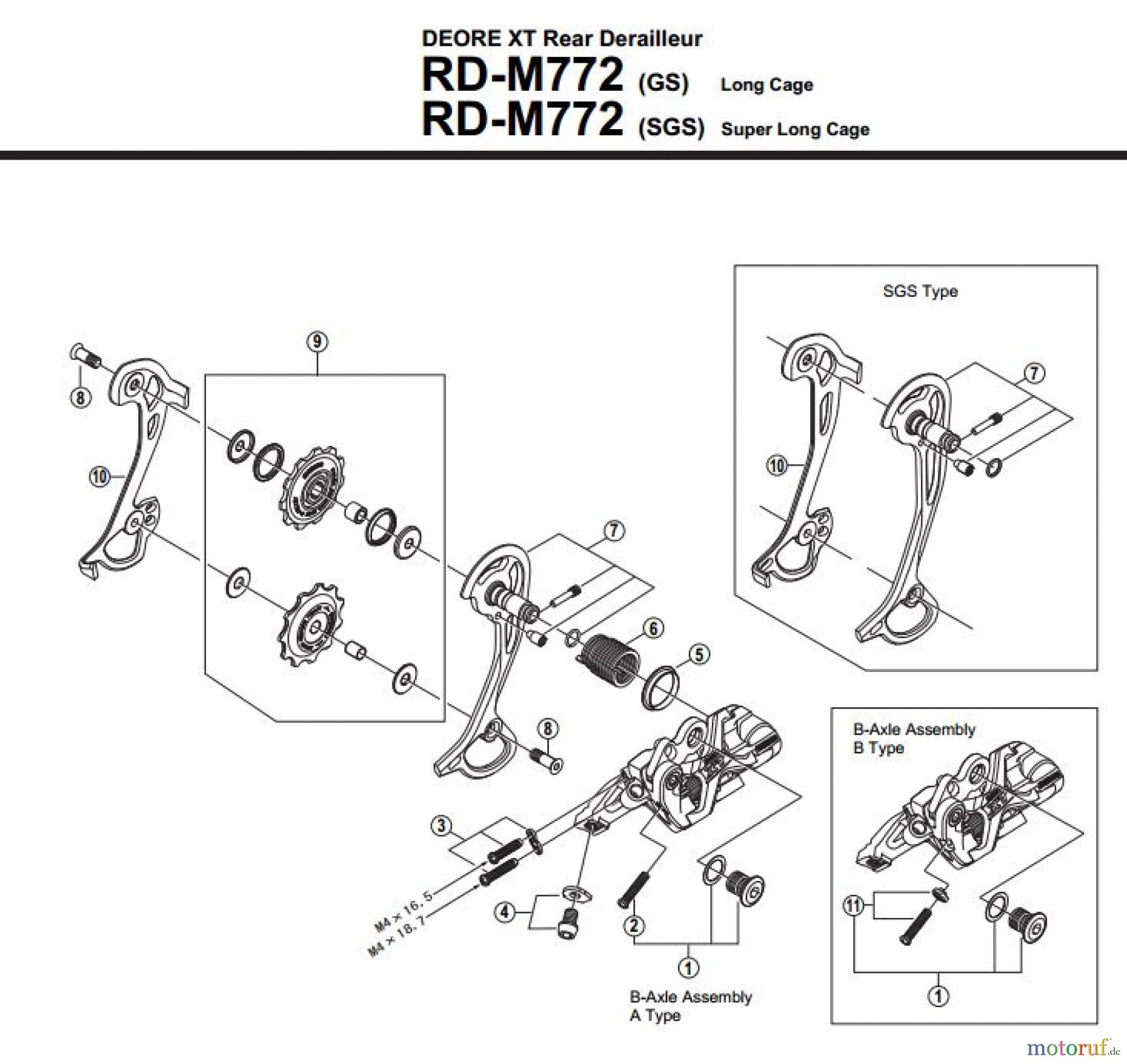  Shimano RD Rear Derailleur - Schaltwerk RD-M772-2707B