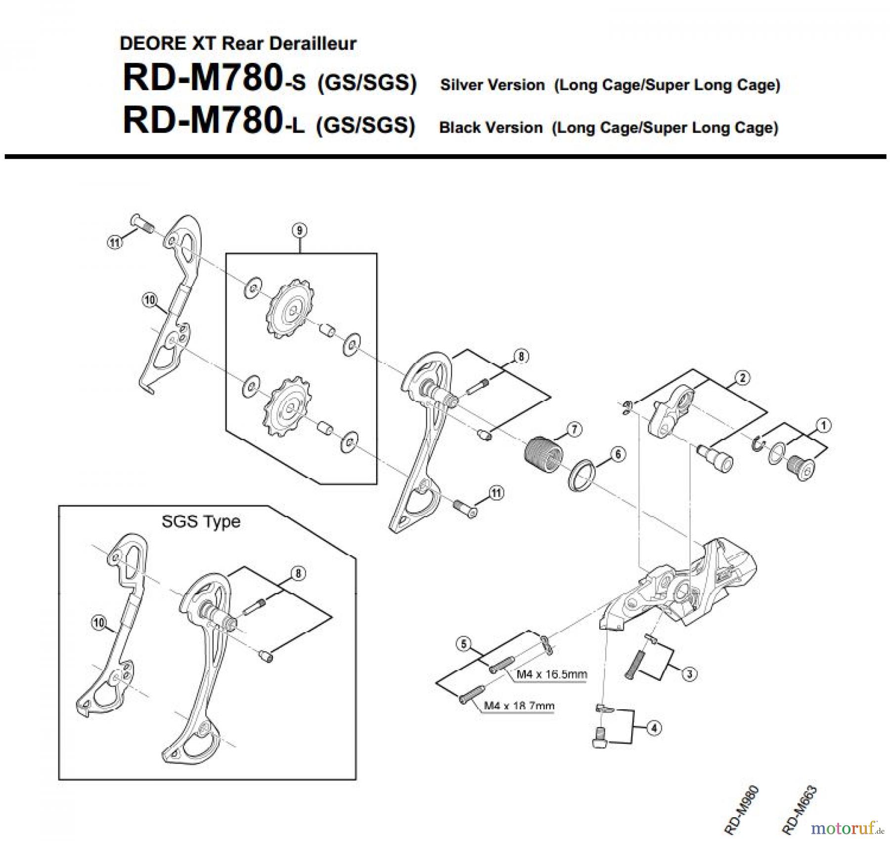  Shimano RD Rear Derailleur - Schaltwerk RD-M780-3180