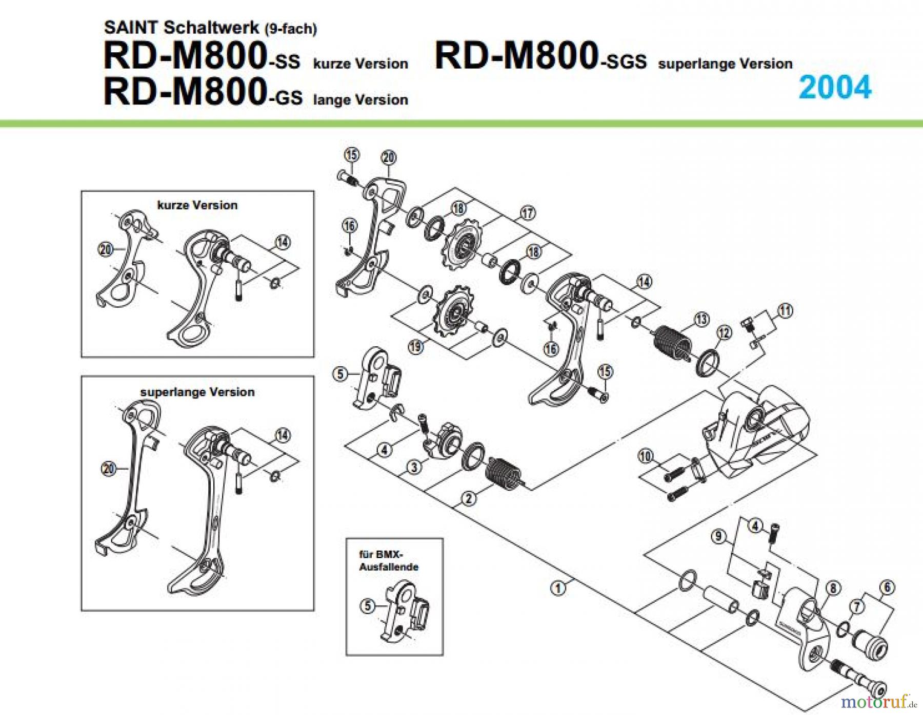  Shimano RD Rear Derailleur - Schaltwerk RD-M800-04