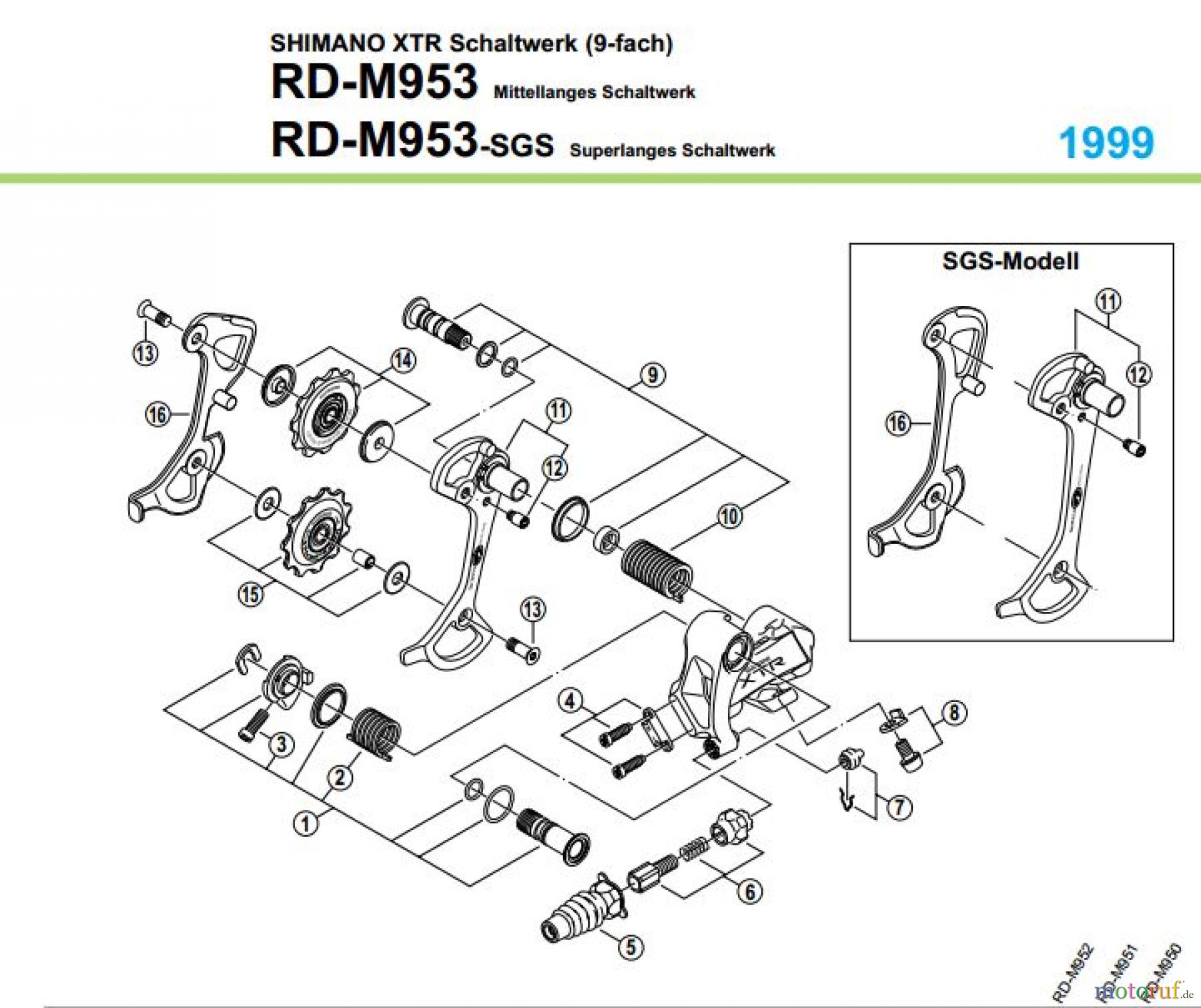  Shimano RD Rear Derailleur - Schaltwerk RD-M953-99