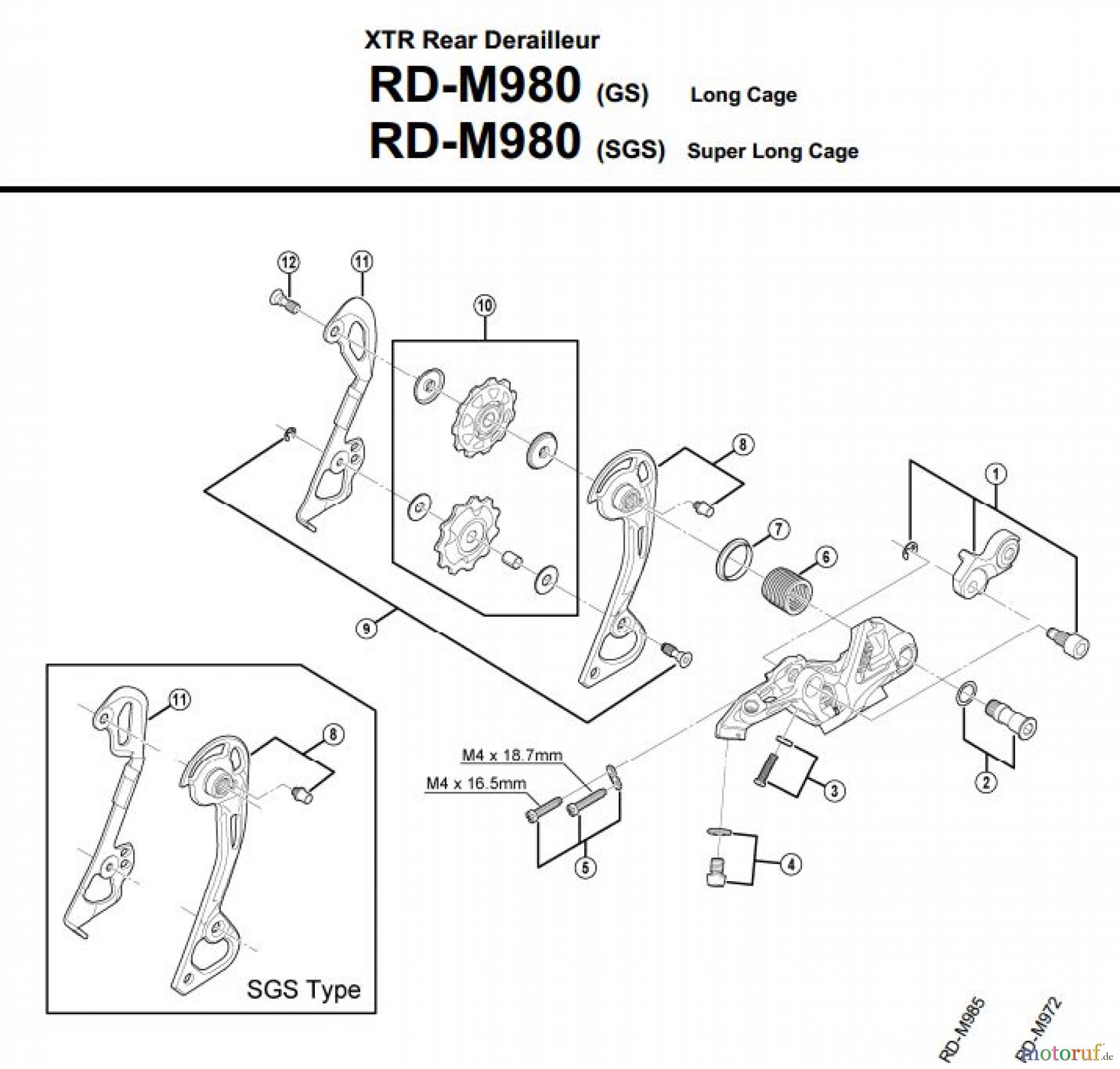  Shimano RD Rear Derailleur - Schaltwerk RD-M980-3085A