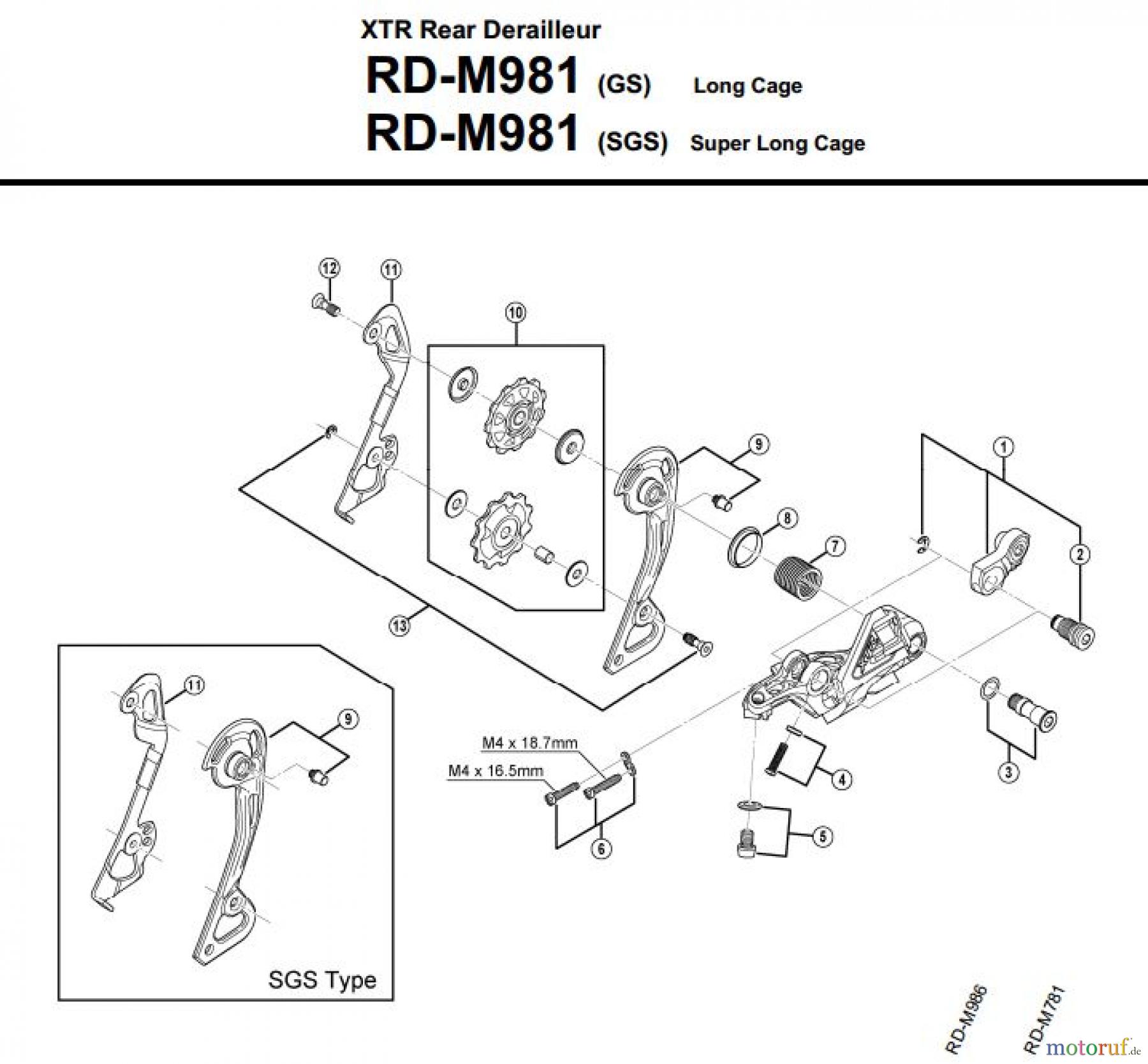  Shimano RD Rear Derailleur - Schaltwerk RD-M981-3429