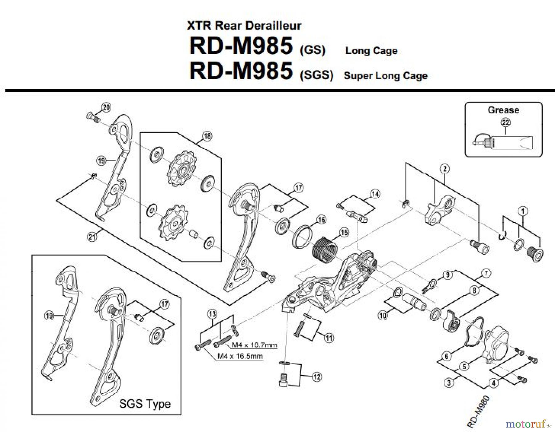  Shimano RD Rear Derailleur - Schaltwerk RD-M985-3156