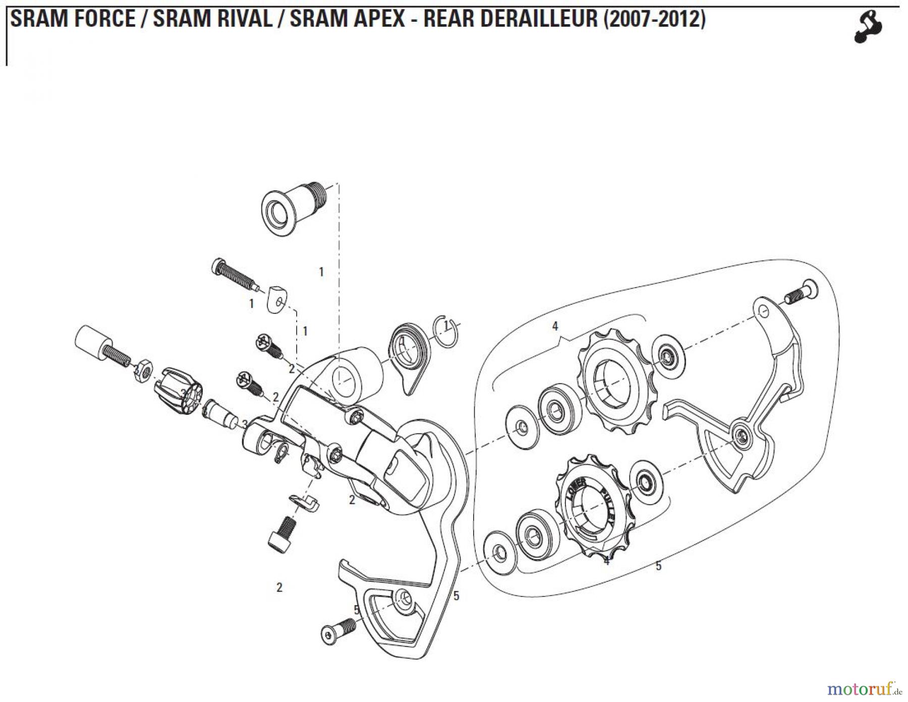  Sram Sram SRAM FORCE / SRAM RIVAL / SRAM APEX - REAR DERAILLEUR (2007-2012)