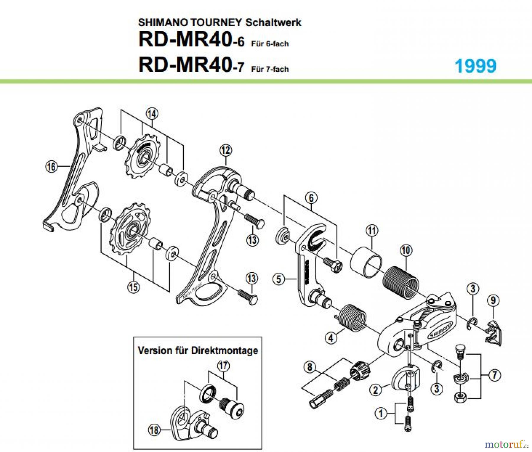  Shimano RD Rear Derailleur - Schaltwerk RD-MR40-99