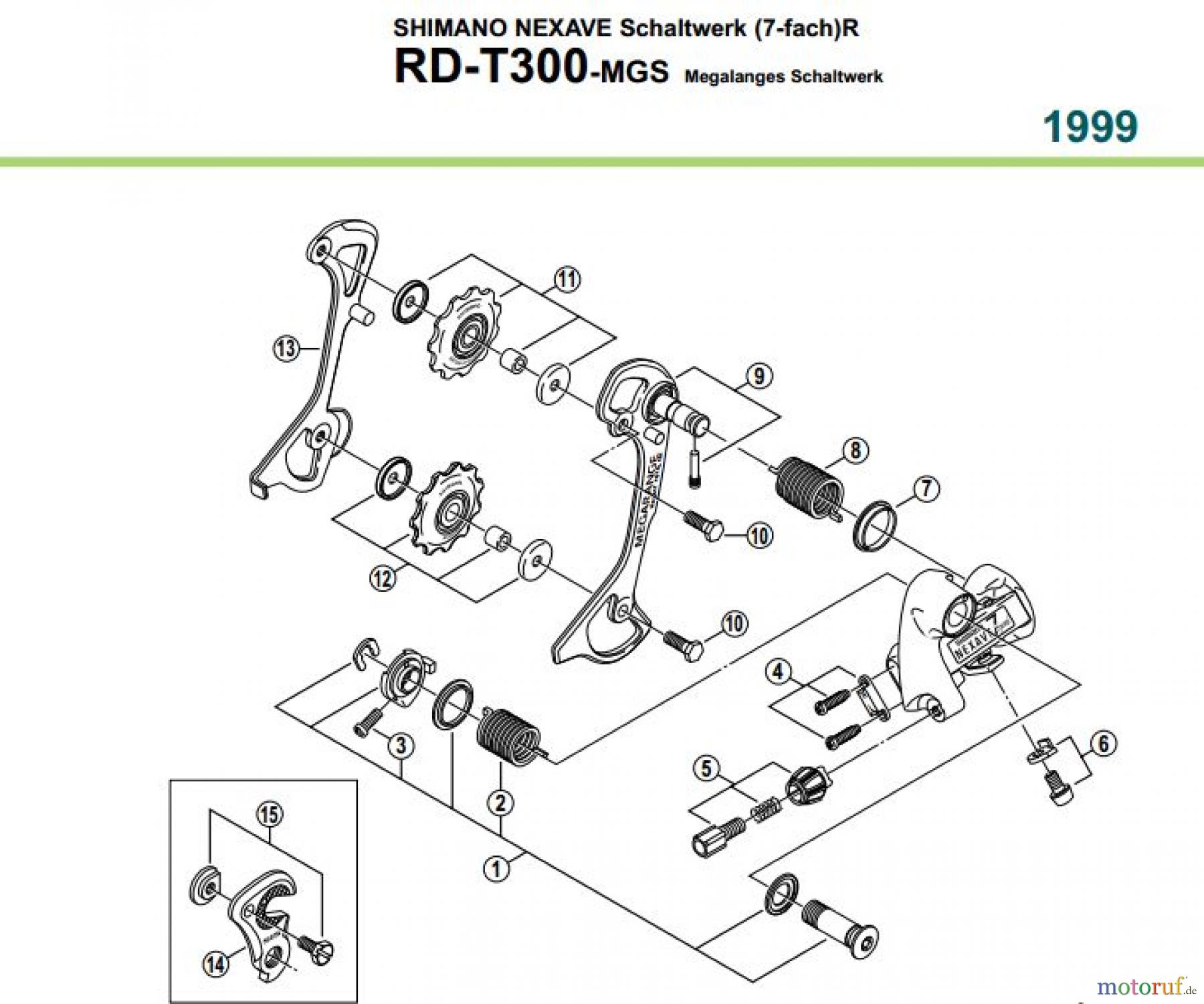  Shimano RD Rear Derailleur - Schaltwerk RD-T300-MGS-99