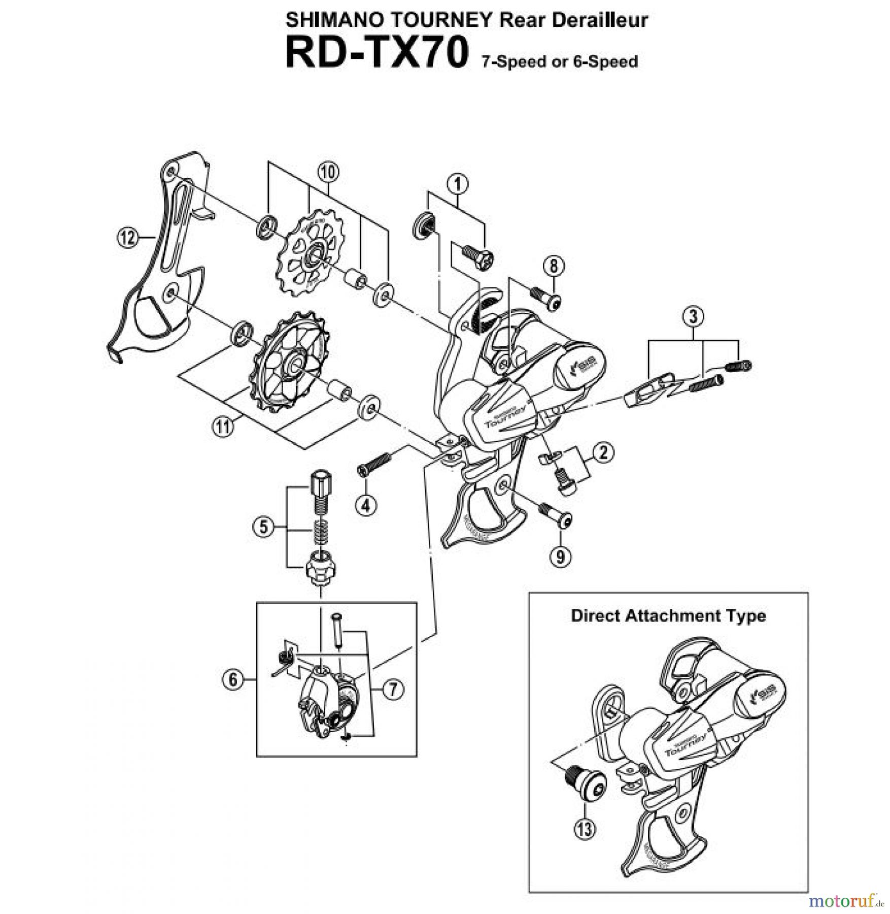  Shimano RD Rear Derailleur - Schaltwerk RD-TX70