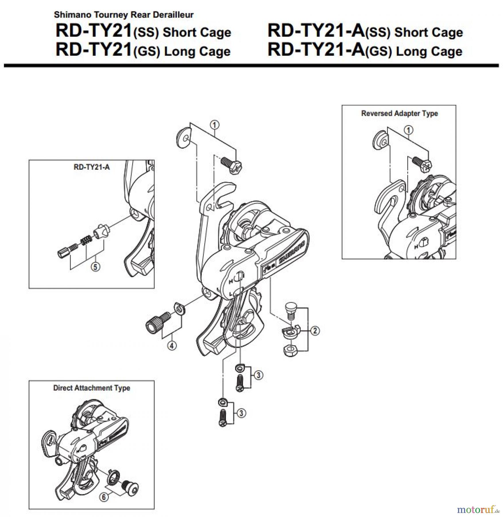  Shimano RD Rear Derailleur - Schaltwerk RD-TY21-A-3445A