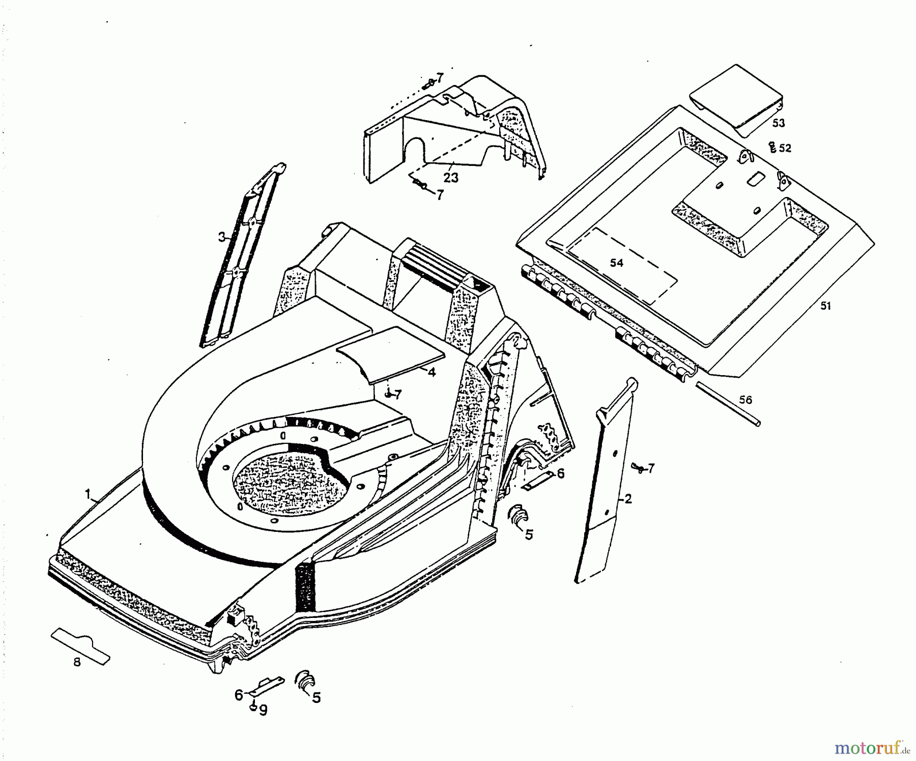  Wolf-Garten Motormäher mit Antrieb 6.42 BAK 4726000 Serie A  (1997) Heckklappe, Mähwerksgehäuse