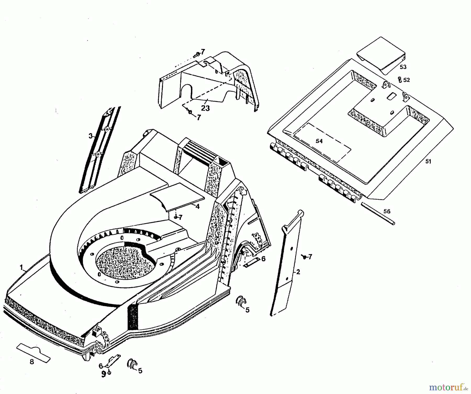  Wolf-Garten Elektromäher 6.42 E 4945083 Serie D  (1996) Heckklappe, Mähwerksgehäuse