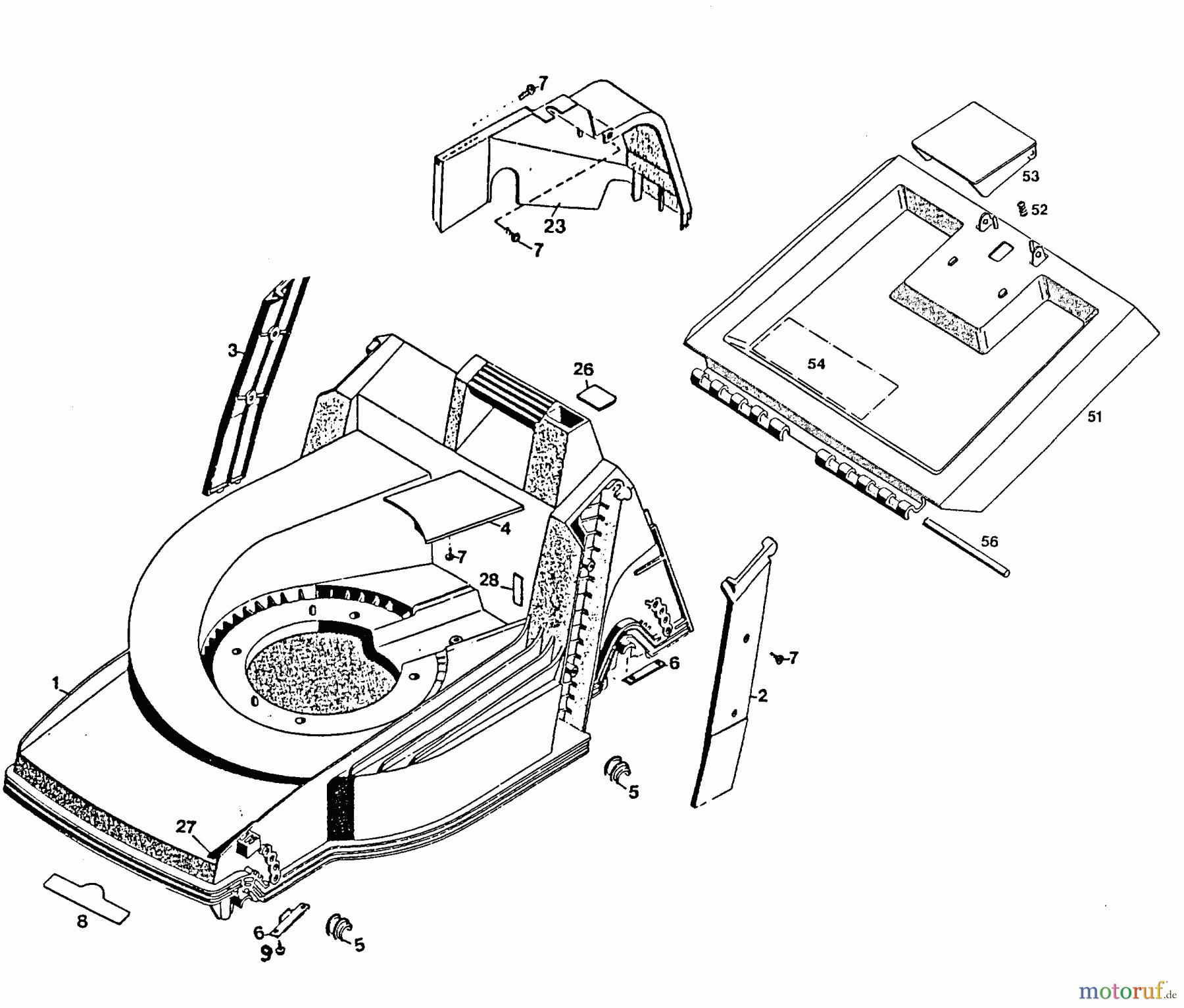  Wolf-Garten Elektromäher 2.42 E 4960683 Serie B  (1996) Heckklappe, Mähwerksgehäuse