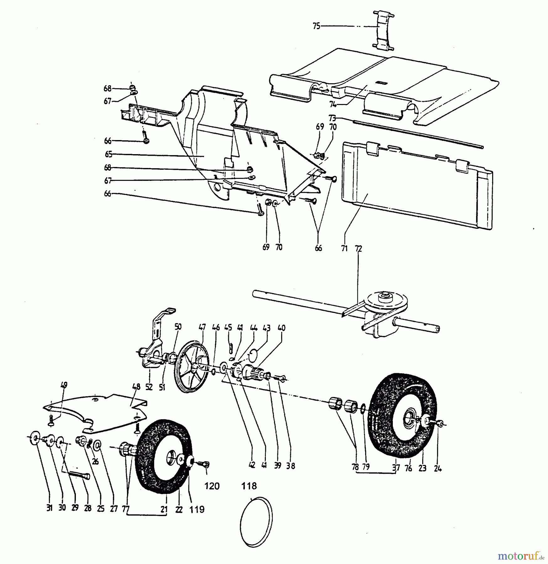  Wolf-Garten Motormäher mit Antrieb 6.51 BA 6950580 Serie A  (1996) Getriebe, Räder