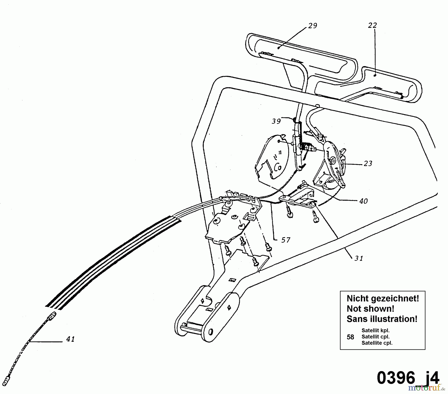  Wolf-Garten Motormäher mit Antrieb 6.46 BA 6966580 Serie A  (1996) Bowdenzug, Elektroteile