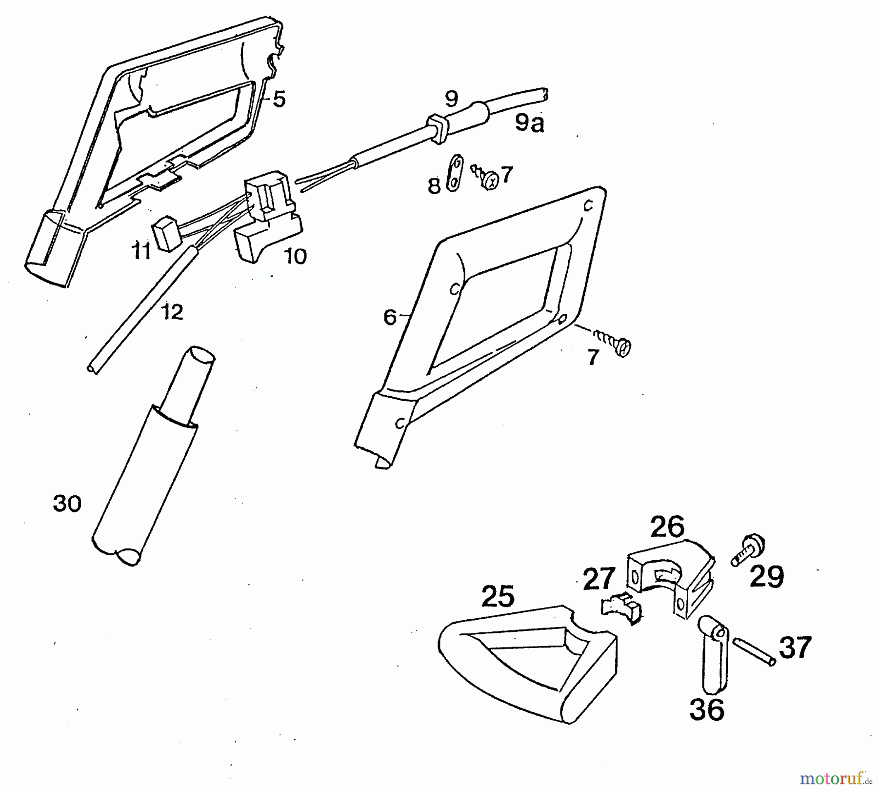  Wolf-Garten Elektrotrimmer RQ 742 7122002  (1996) Handgriff, Schalter, Stiel