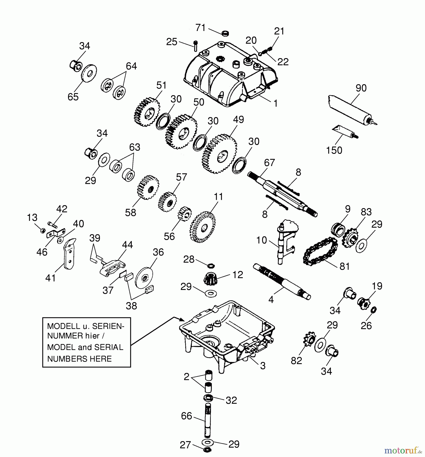  Wolf-Garten Scooter OHV 3 6990000 Serie B, C  (1999) Getriebe
