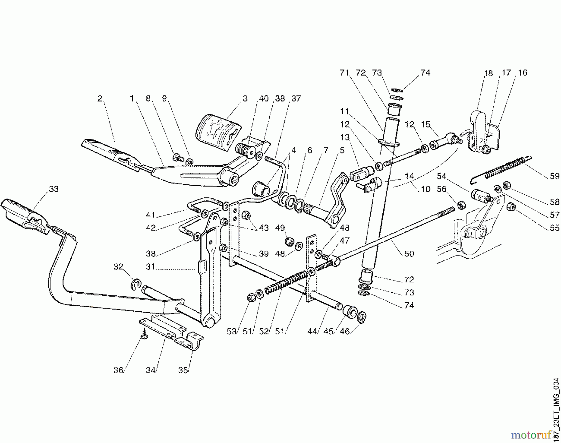  Viking Aufsitzmäher Aufsitzmäher MT 780 Modell 1999 D - Bremse und Schalthebel