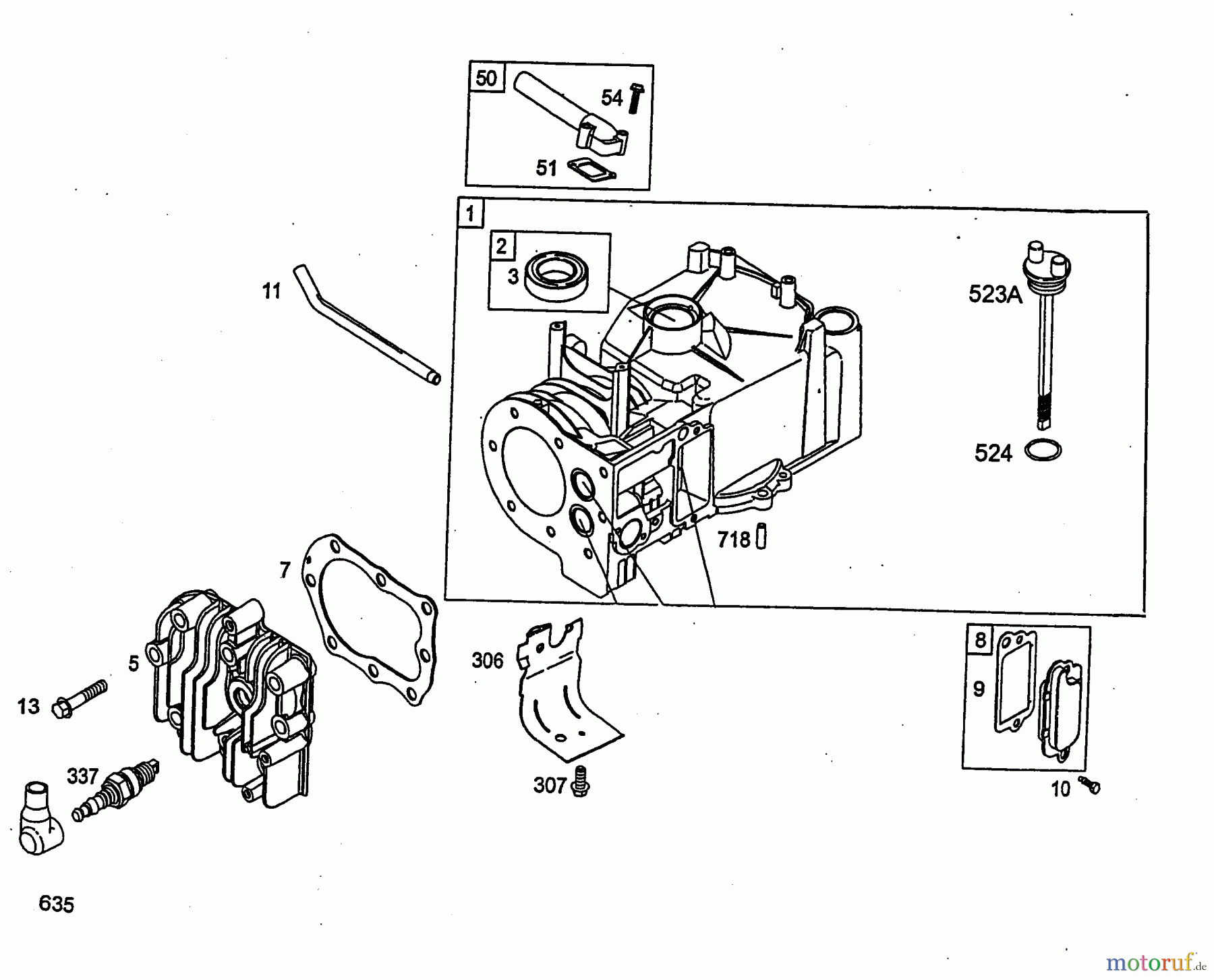  Wolf-Garten Benzinmotoren Briggs&Stratton Sprint 40 Fixspeed 2079070  (2004) Kurbelgehäuse, Zylinderkopf