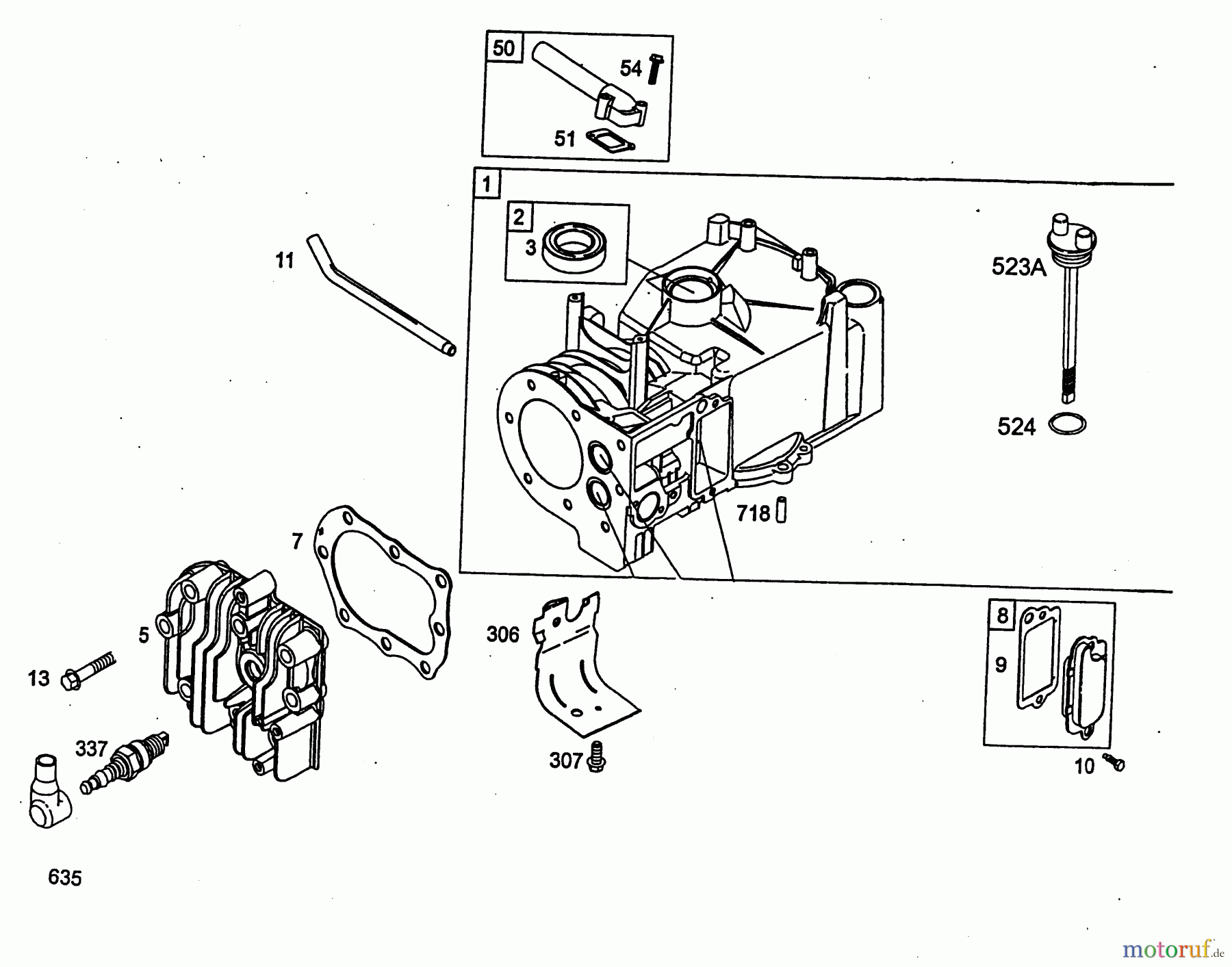  Wolf-Garten Benzinmotoren Briggs&Stratton Classic 35 2077000  (2003) Kurbelgehäuse, Zylinderkopf