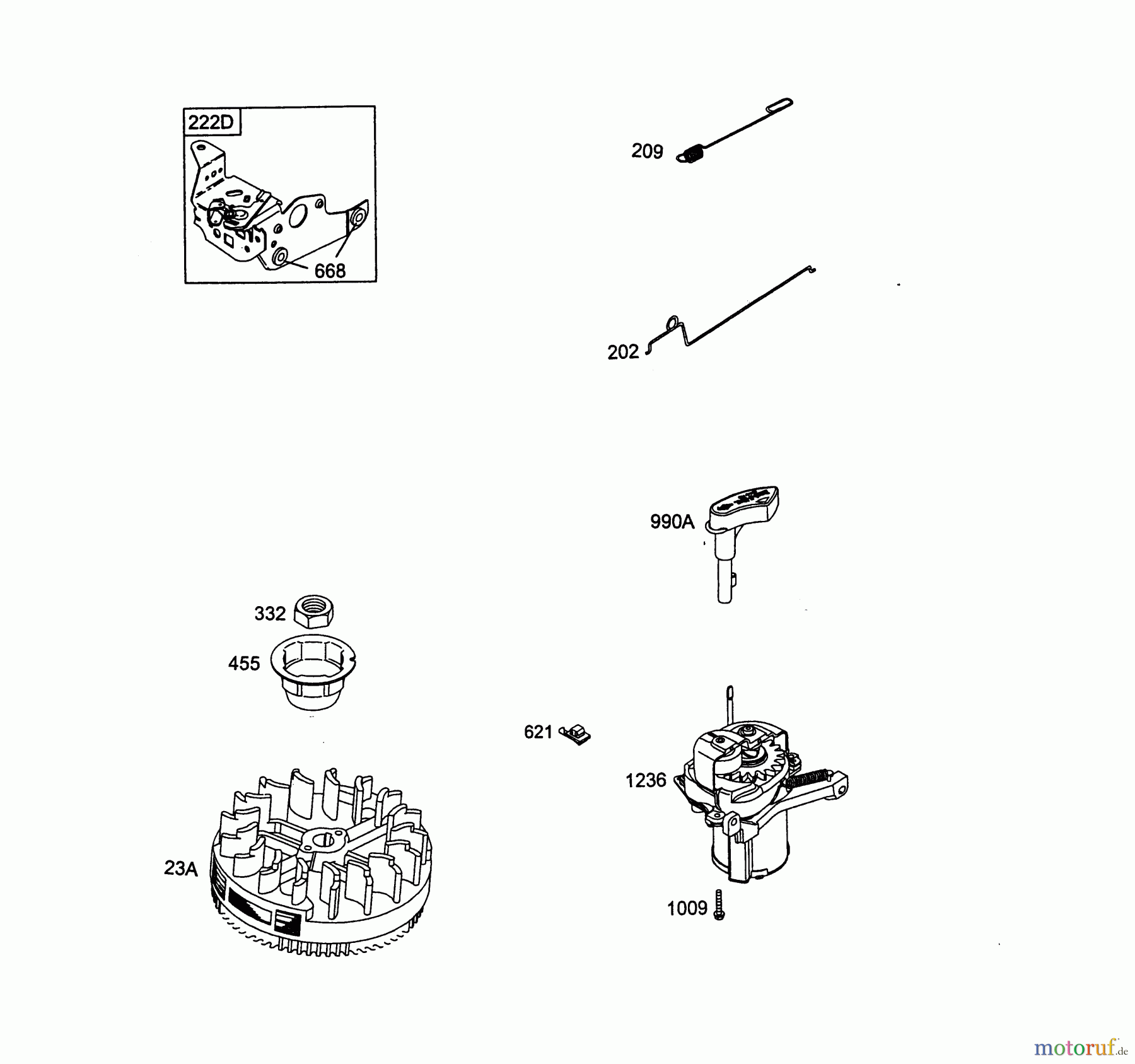 Wolf-Garten Benzinmotoren Briggs&Stratton Quantum 55 XM 2075000-55 (2004) Anlasser, Regelung, Schwungrad