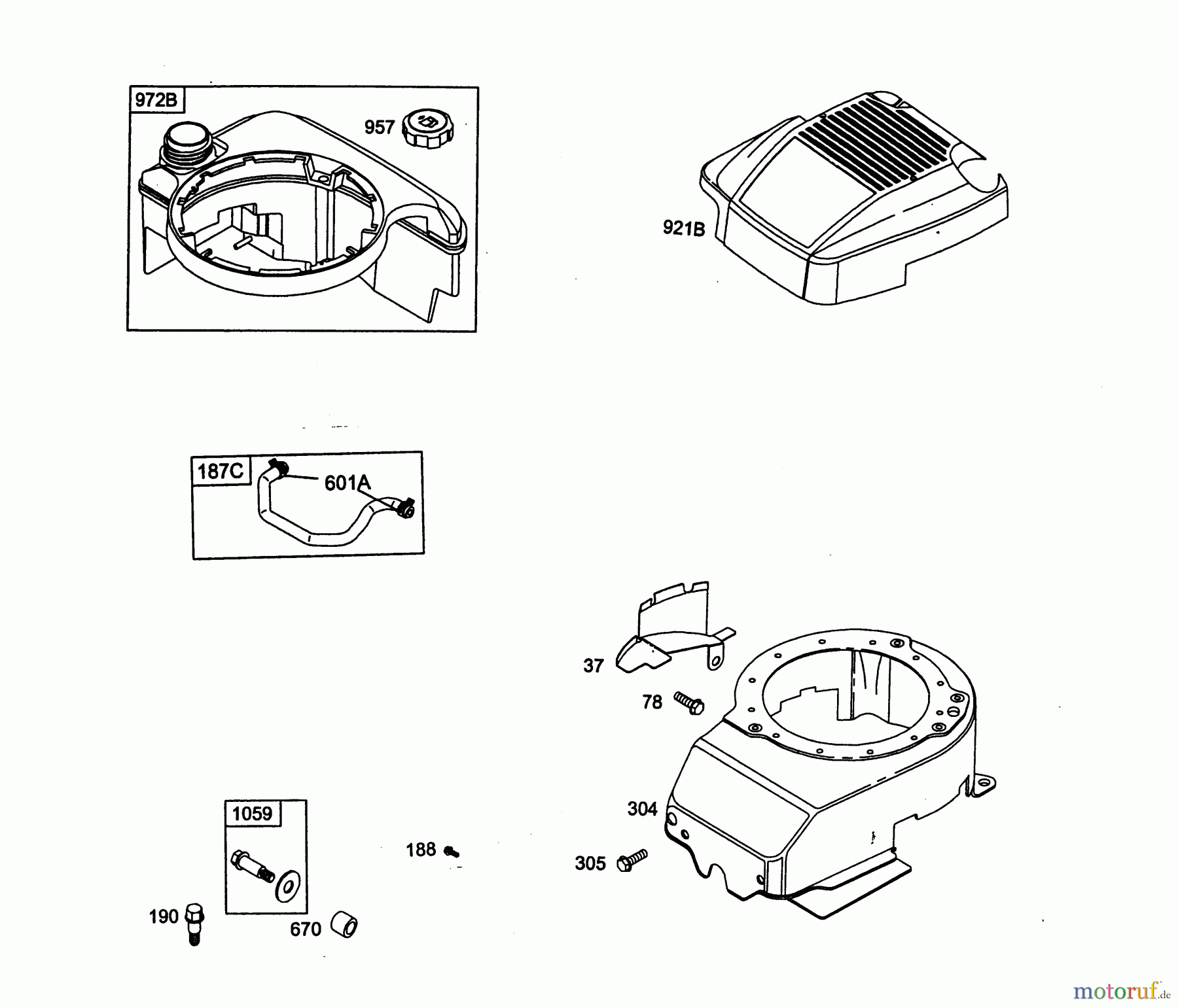 Wolf-Garten Benzinmotoren Briggs&Stratton Quantum 55 XM 2075000-55 (2004) Gebläsegehäuse, Tank