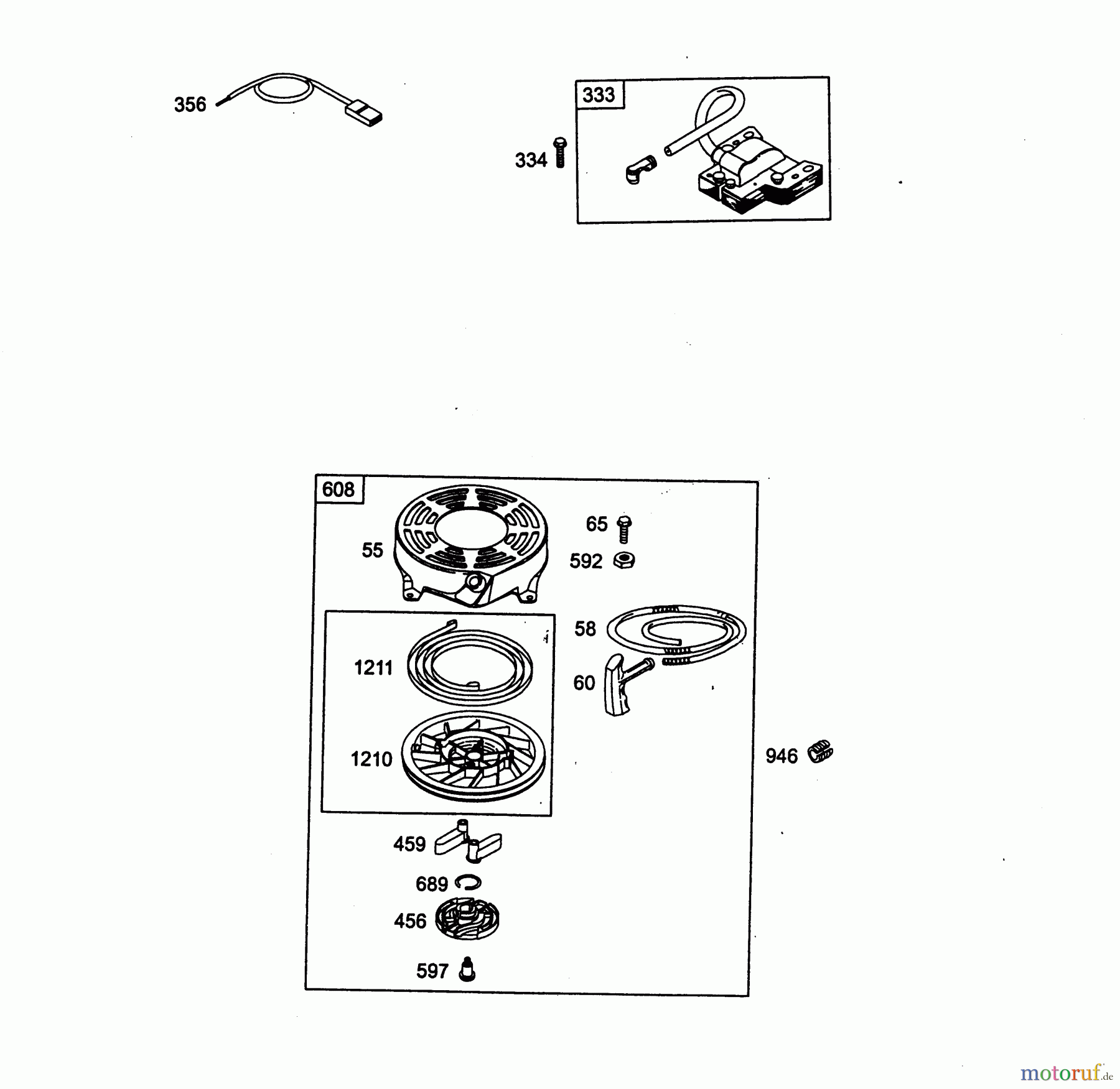 Wolf-Garten Benzinmotoren Briggs&Stratton Quantum 55 XM 2075000-55 (2004) Reversierstarter, Zündspule