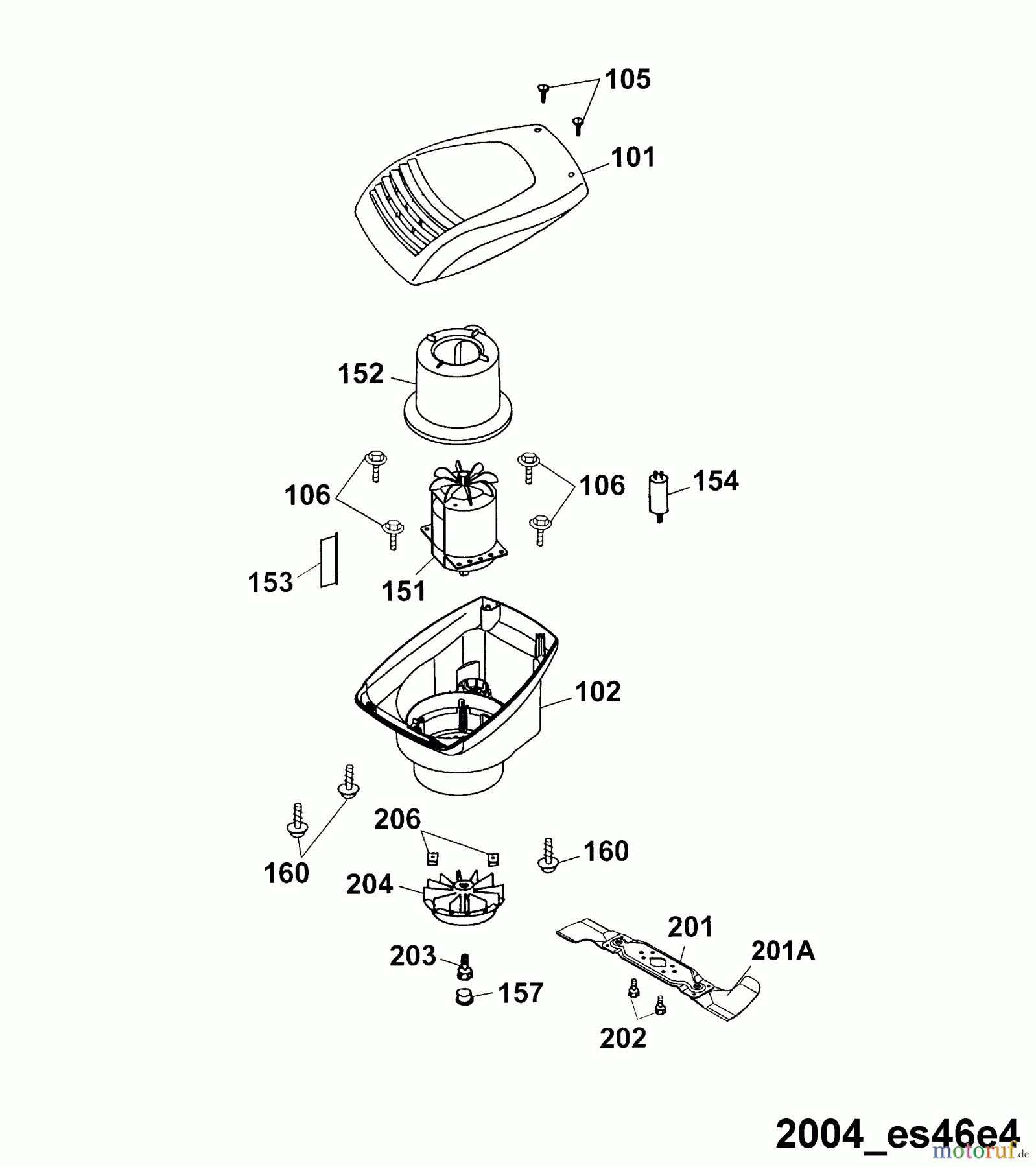  Wolf-Garten Elektromäher Esprit 46 E 4620683 Serie B, C  (2004) Abdeckhaube Motor, Messer, Motor