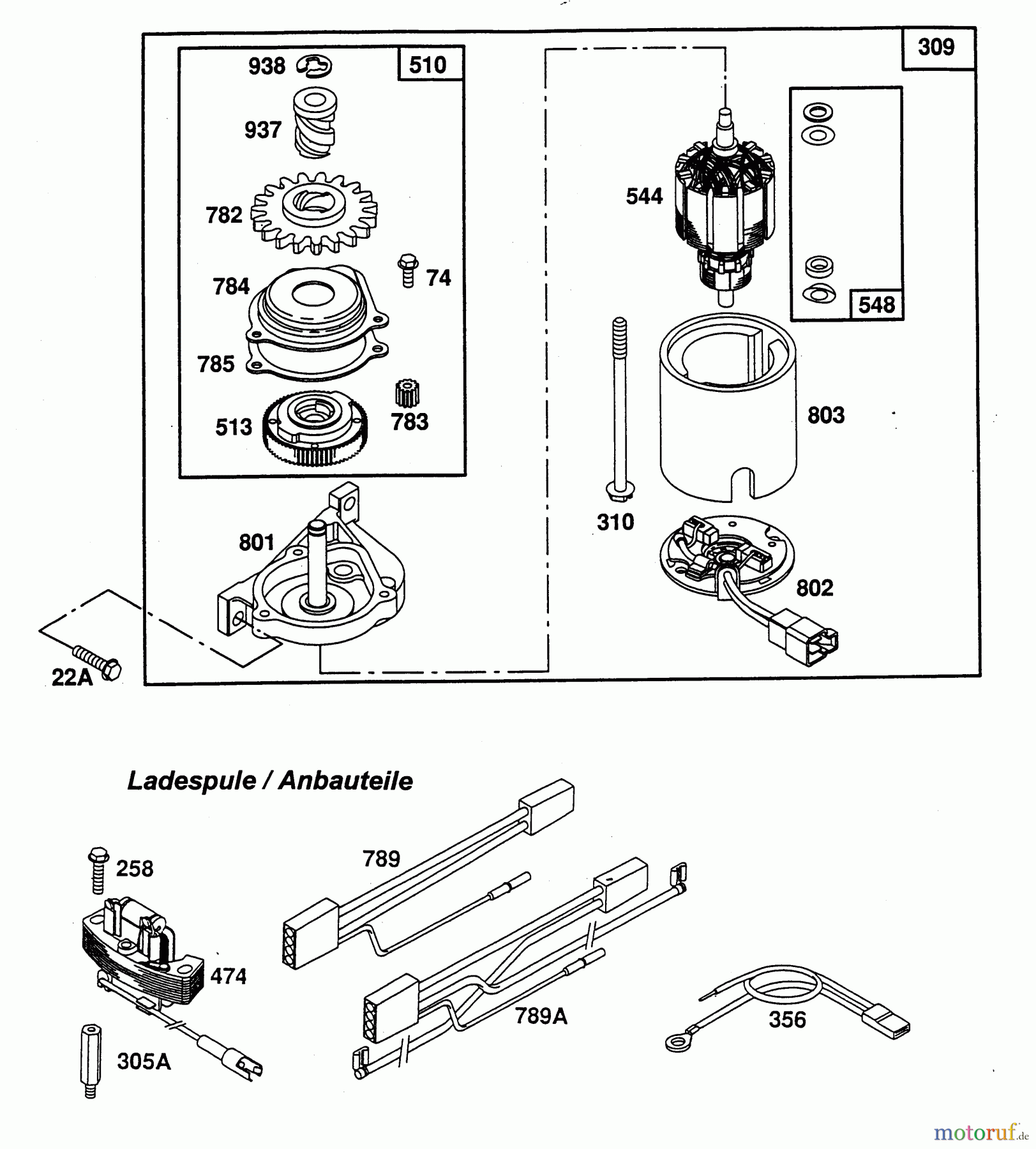  Wolf-Garten Benzinmotoren Briggs&Stratton Quantum XE,XTE,XTL 35/40/45/50-I/C-ES 2069050  (1996) Elektrostarter, Zündspule