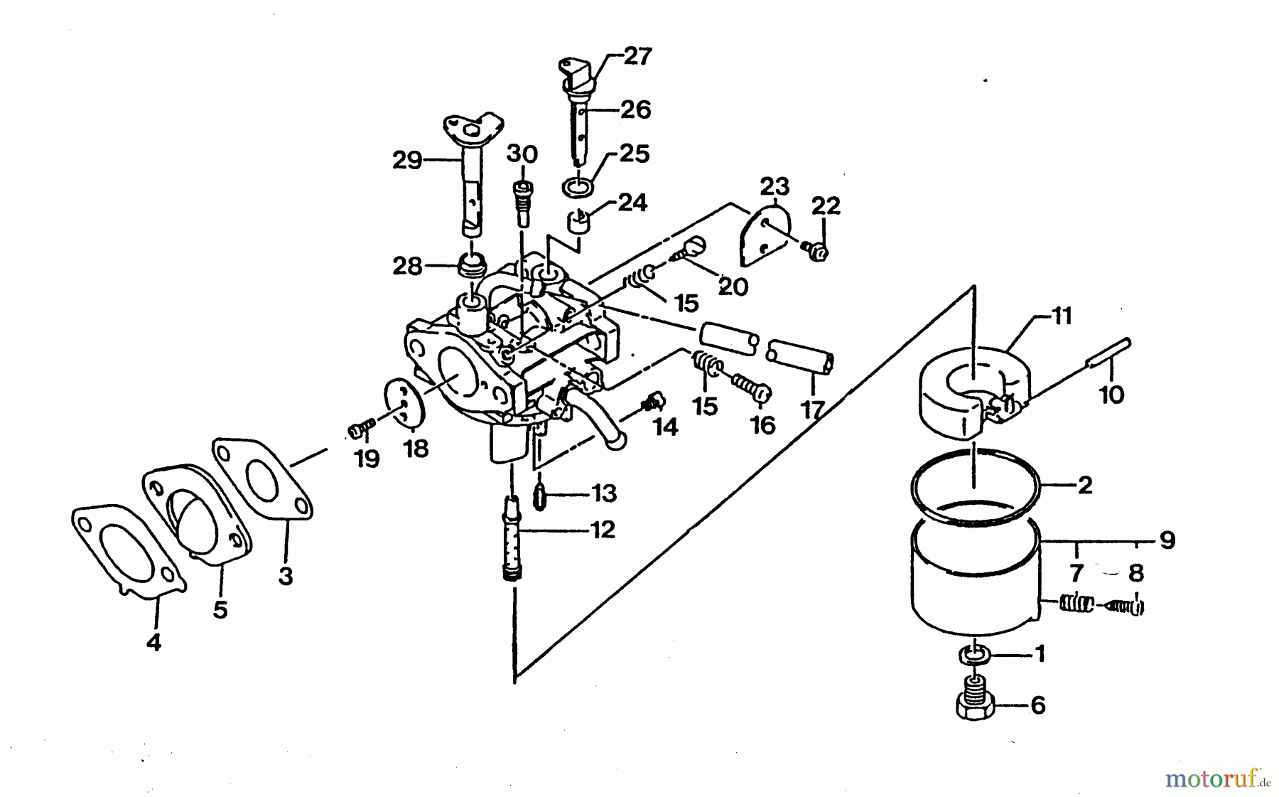  Wolf-Garten Benzinmotoren Kawasaki FC 150 V 2090065  (1996) Vergaser