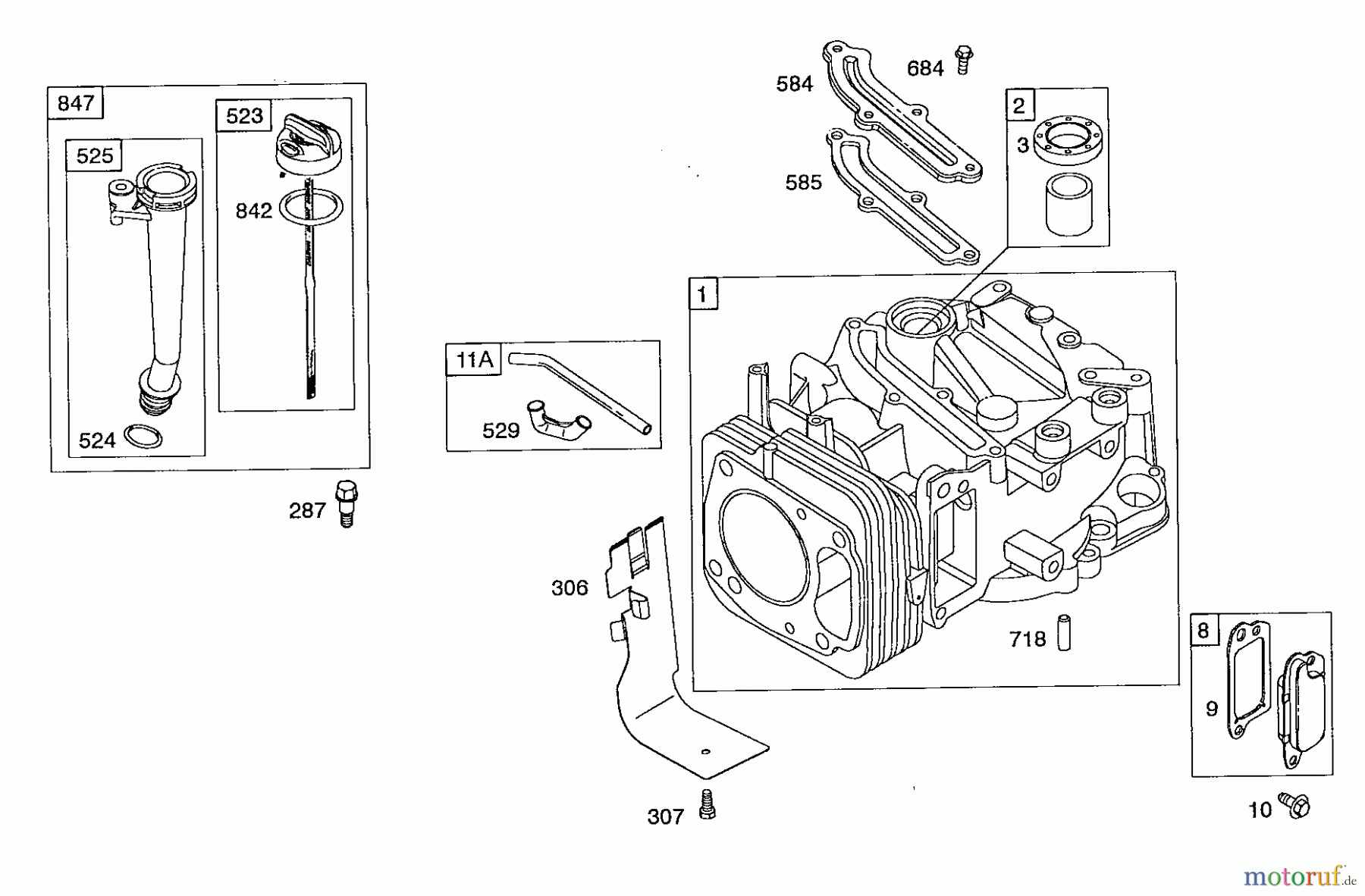  Wolf-Garten Benzinmotoren Briggs&Stratton Intek 825 2057007  (2008) Ölmeßstab, Zylinder