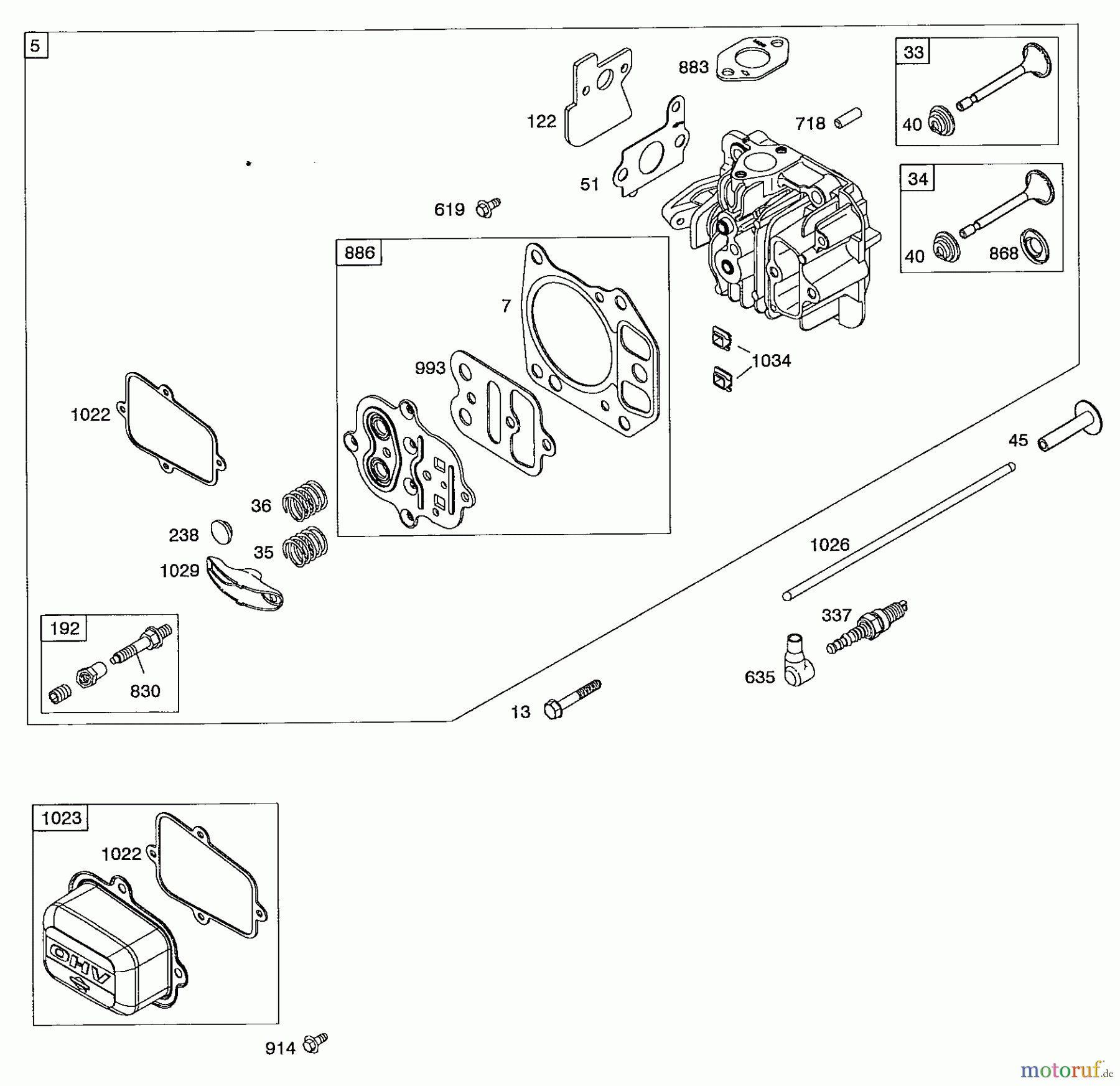  Wolf-Garten Benzinmotoren Briggs&Stratton Intek 825 2057007  (2008) Ventile, Zylinderkopf