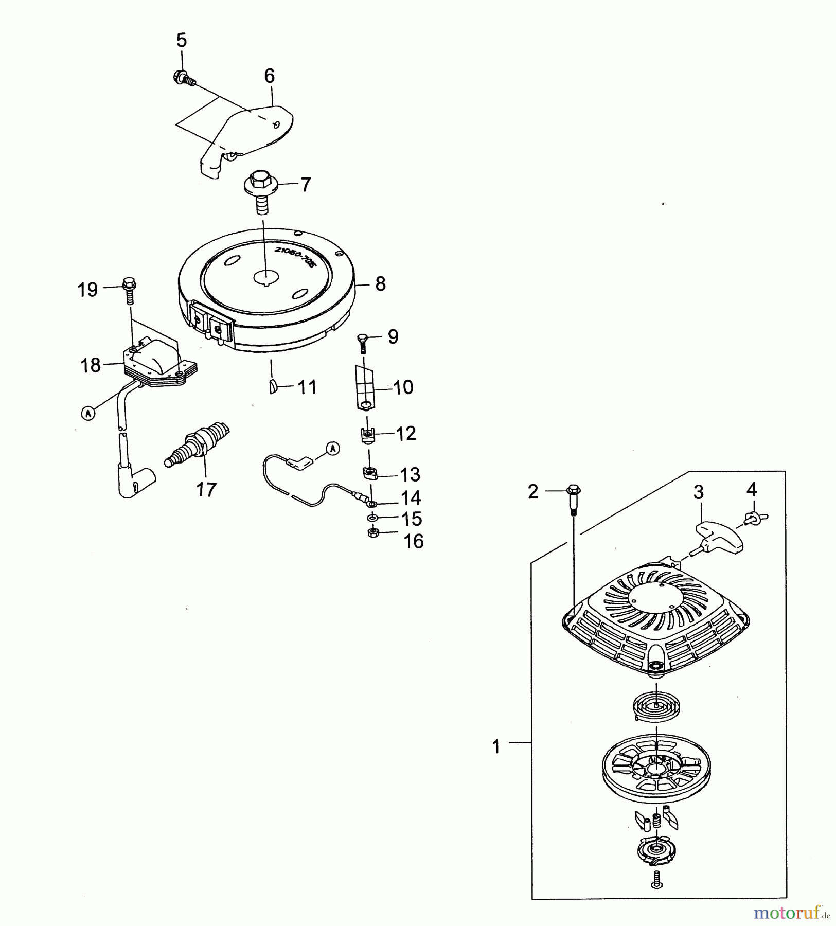  Wolf-Garten Benzinmotoren Kawasaki FJ 180 V 2094000  (2005) Reversierstarter, Zündspule