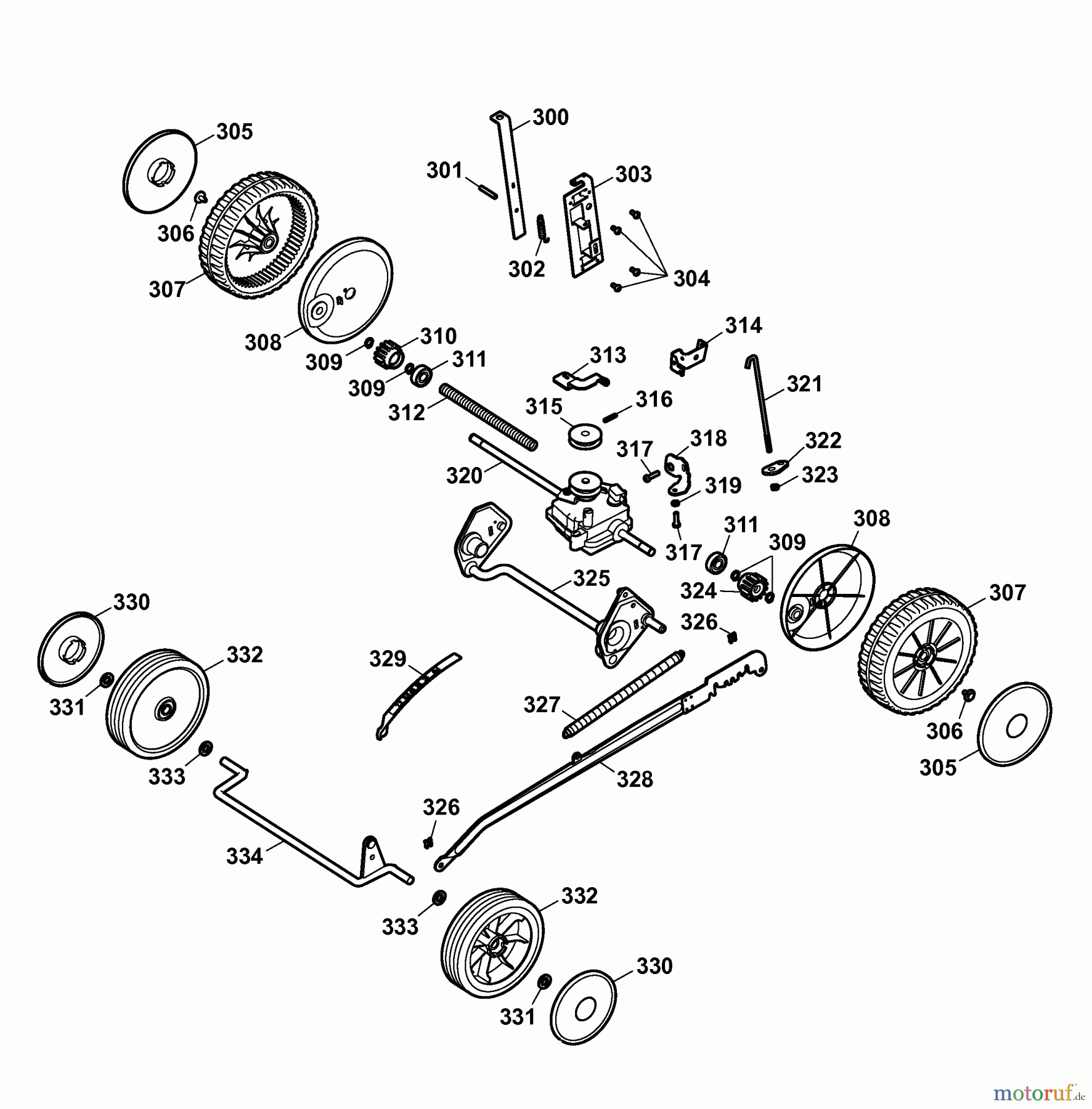 Wolf-Garten Elektromäher mit Antrieb Compact plus Power Edition 40 EA 4049000 Serie A (2006) Getriebe, Räder, Schnitthöhenverstellung
