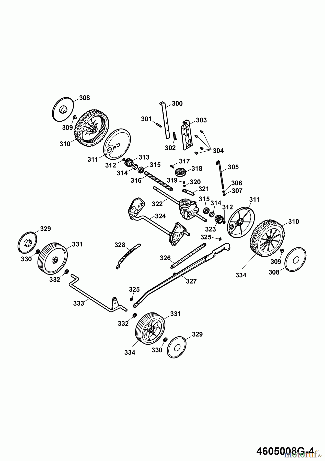  Wolf-Garten Motormäher mit Antrieb 2.46 HBM 4605008 Serie G  (2009) Achsen, Räder