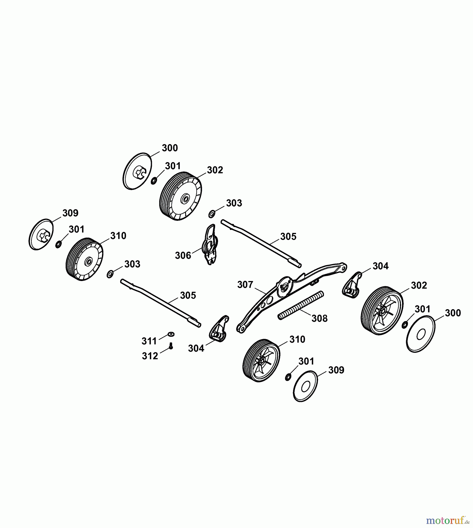  Wolf-Garten Elektromäher 2.32 E-1 4905000 Serie B  (2007) Räder, Schnitthöhenverstellung