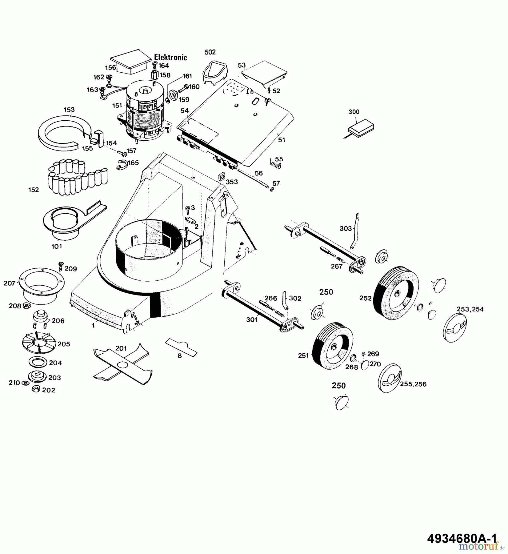  Wolf-Garten Akkumäher 6.35 Accu 4934680 Serie A  (1994) Elektromotor, Elektroteile, Messer, Räder