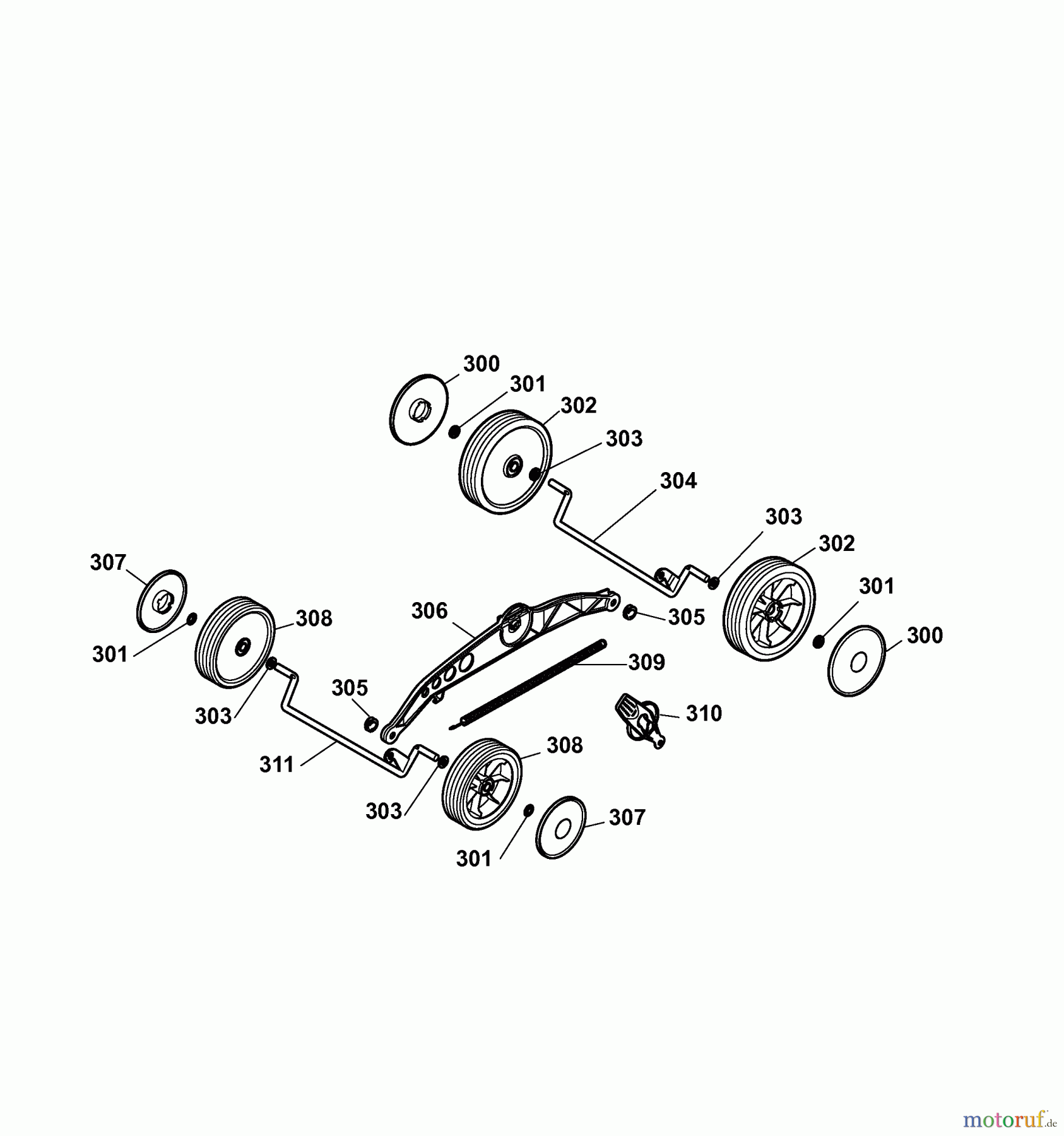  Wolf-Garten Elektromäher 2.40 XM 4968004 Serie A  (2007) Räder, Schnitthöhenverstellung