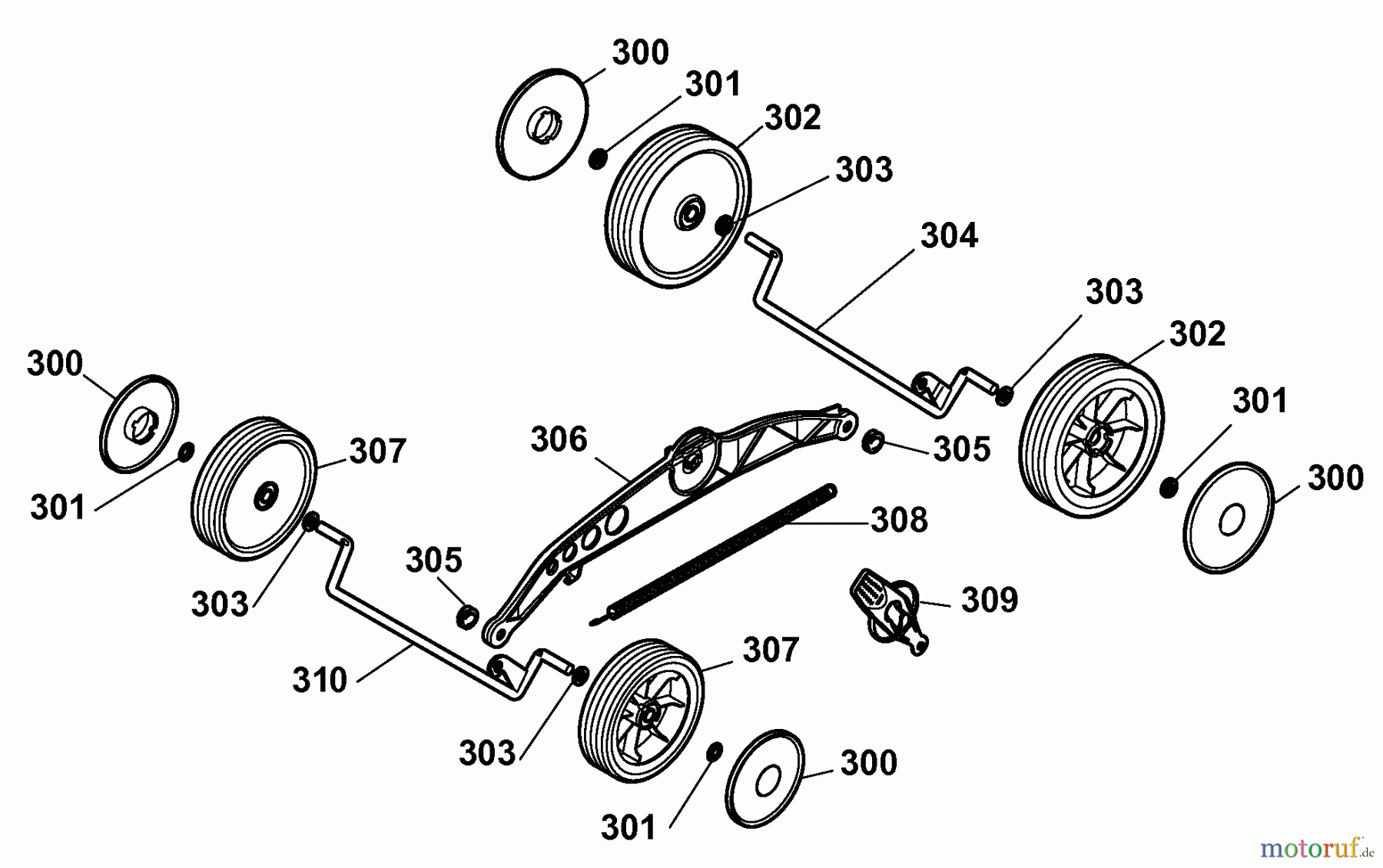  Wolf-Garten Elektromäher 2.40 XM 4968087 Serie A  (2008) Räder, Schnitthöhenverstellung