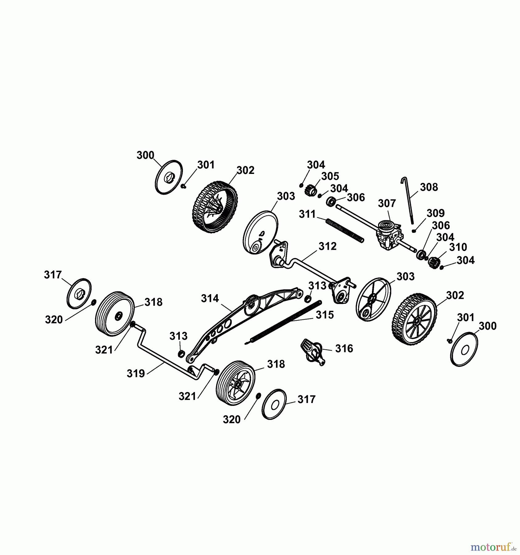  Wolf-Garten Elektromäher mit Antrieb Compact plus 40 EA-1 4975000 Serie A  (2007) Höhenverstellung, Räder