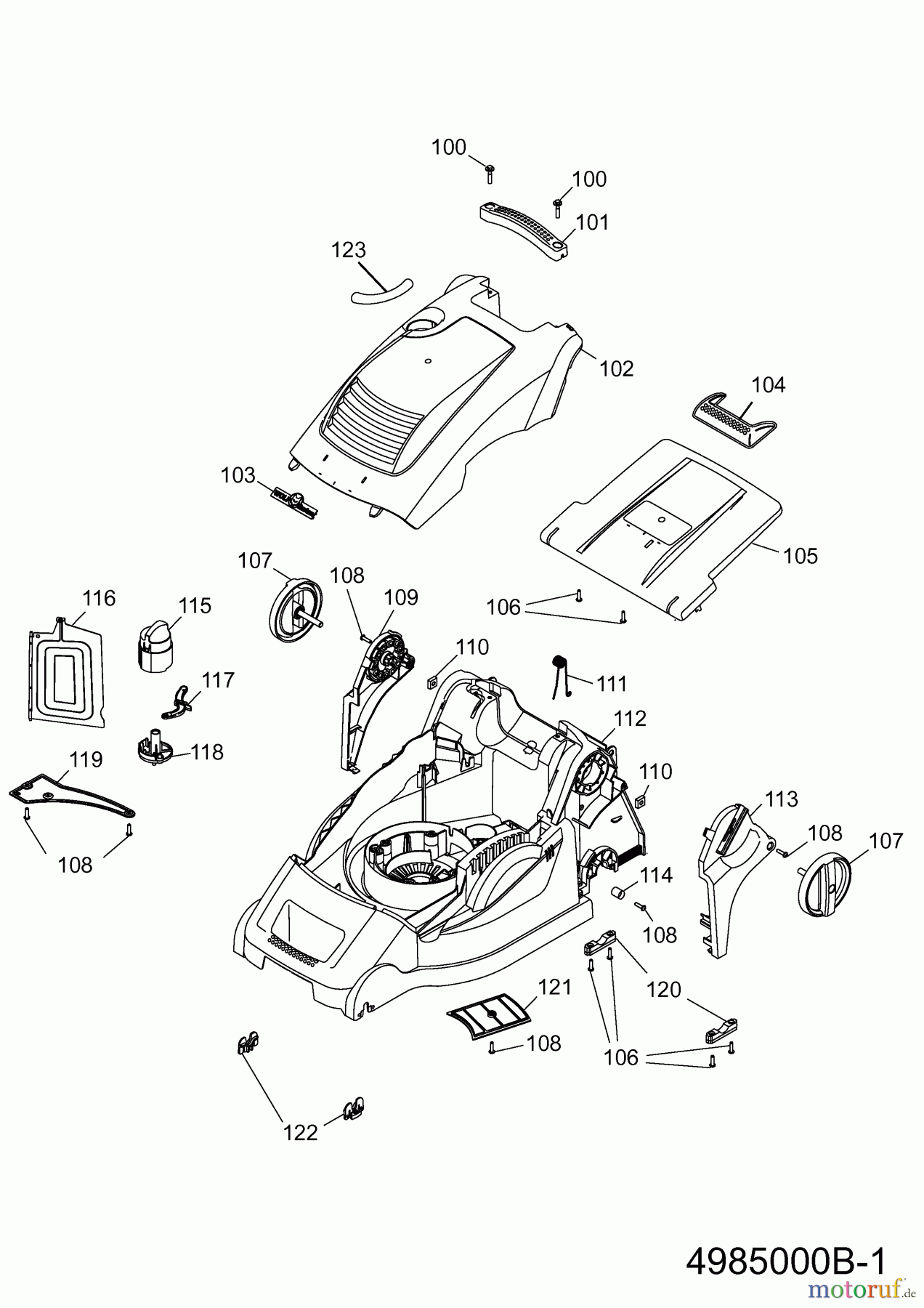  Wolf-Garten Elektromäher mit Antrieb Power Edition 40 EA-1 4985000 Serie B  (2009) Mähwerksgehäuse