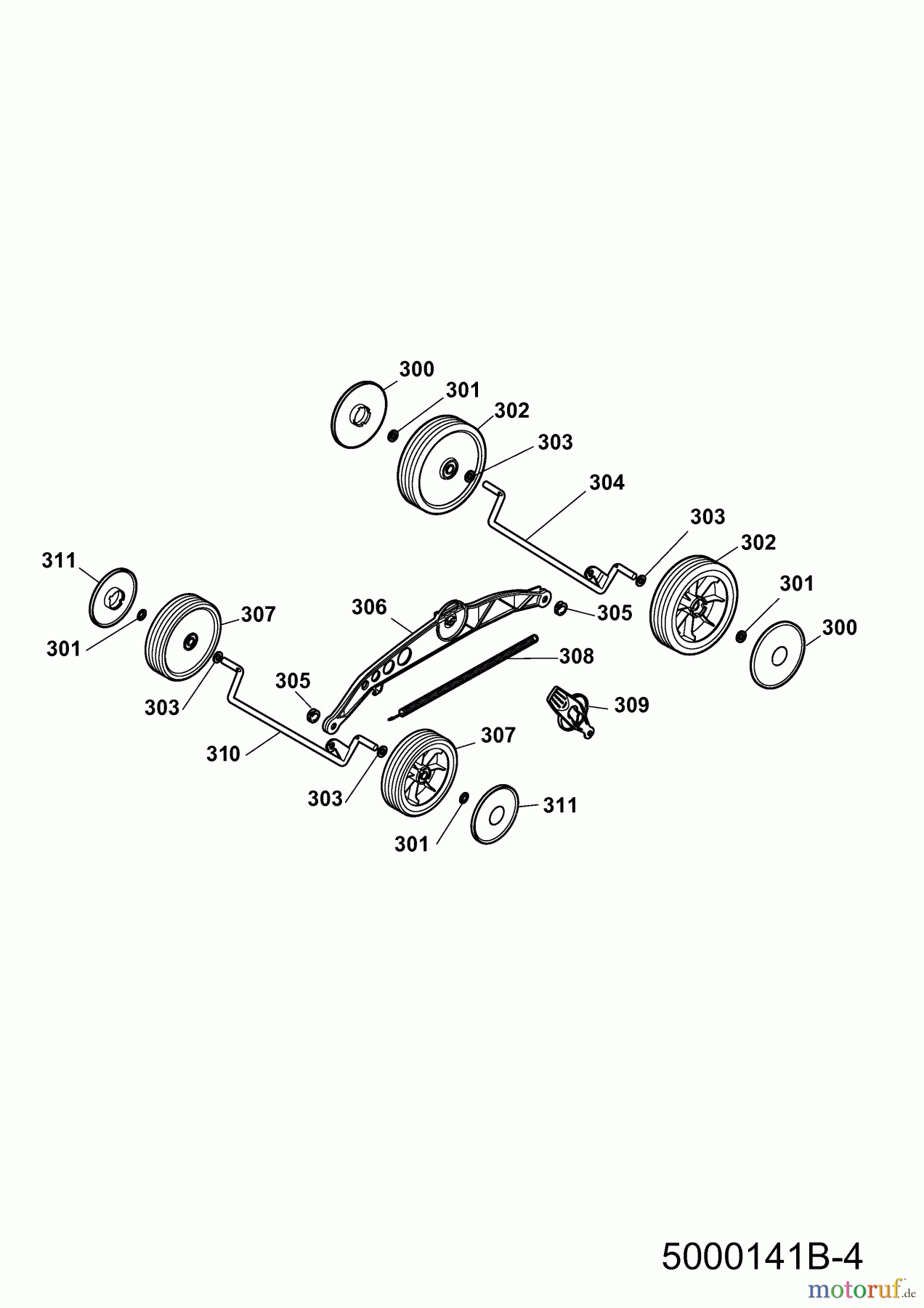 Wolf-Garten Elektromäher 541 5000141 Serie B (2011) Achsen, Räder
