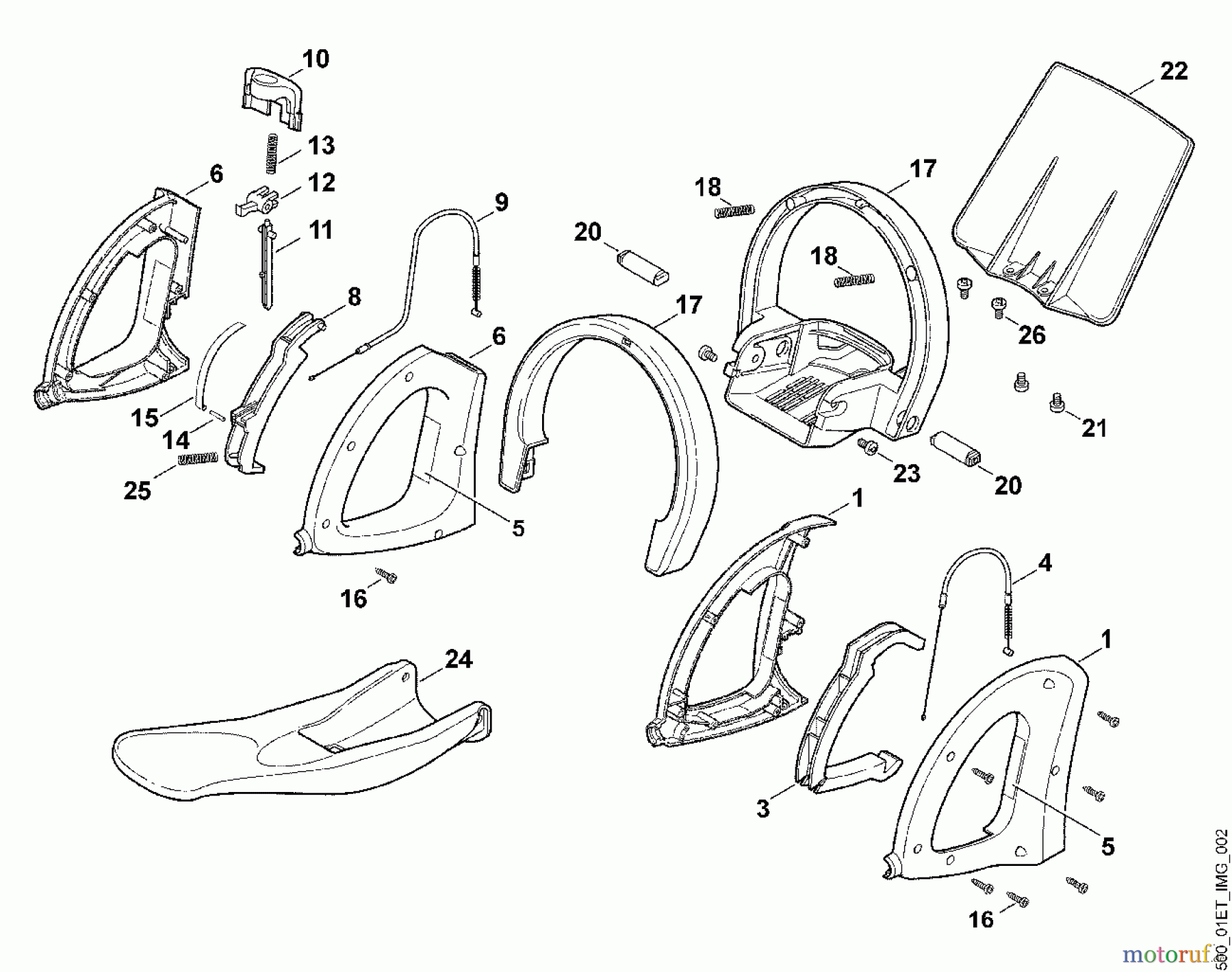  Viking Handgeführte Elektrogeräte Heckenscheren Elektro HE 500, HE 550 B - Bedienelemente