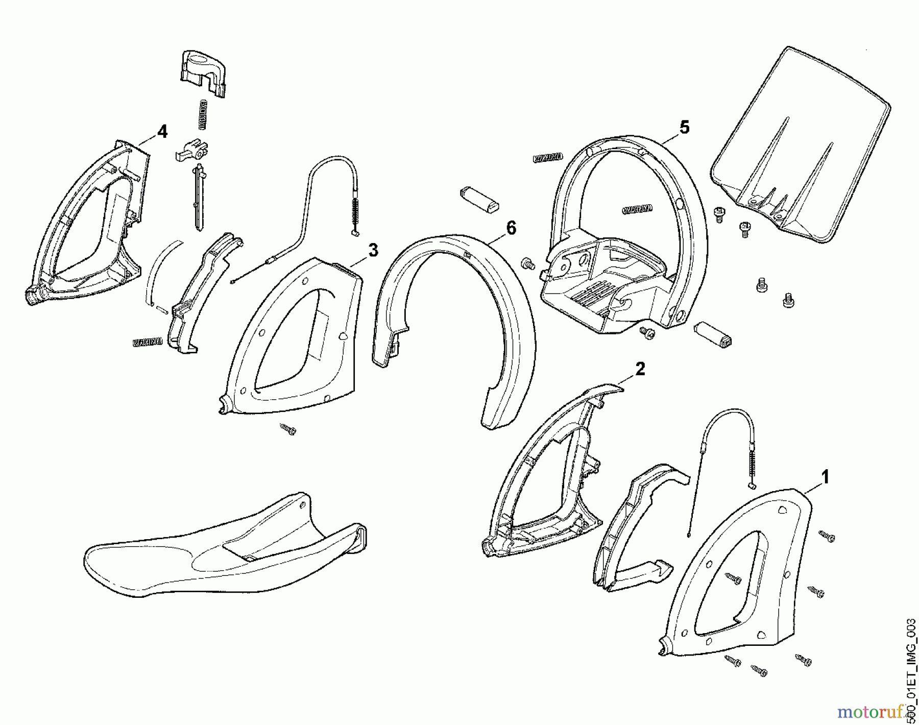  Viking Handgeführte Elektrogeräte Heckenscheren Elektro HE 500, HE 550 B1 - Bedienelemente (f. ältere Bauart)