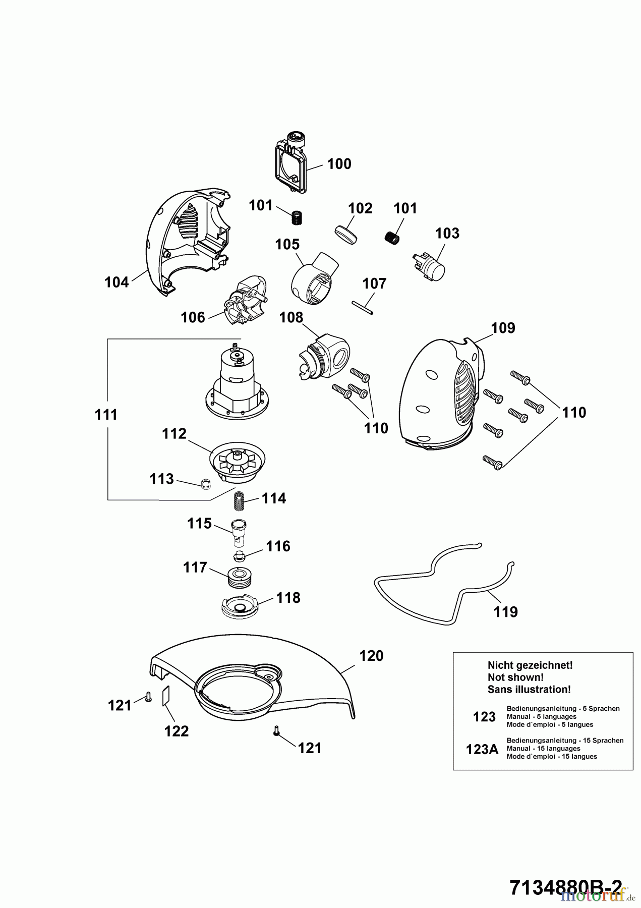  Wolf-Garten Akkutrimmer Li-Ion Power GT 815 7134880 Serie B  (2009) Elektromotor, Fadenspule