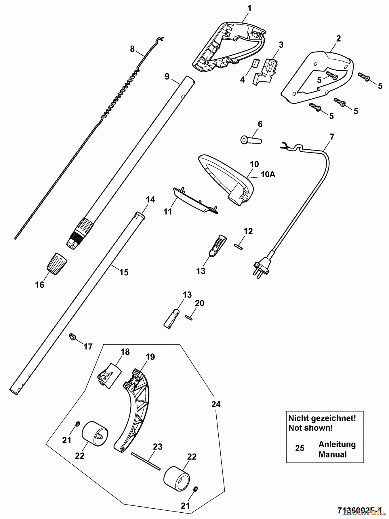  Wolf-Garten Elektrotrimmer GT 850 7136002 Serie F  (2008) Holm